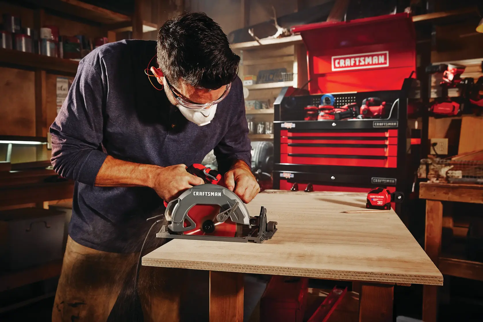 15 amp seven and a quarter inch circular saw being used by a person.