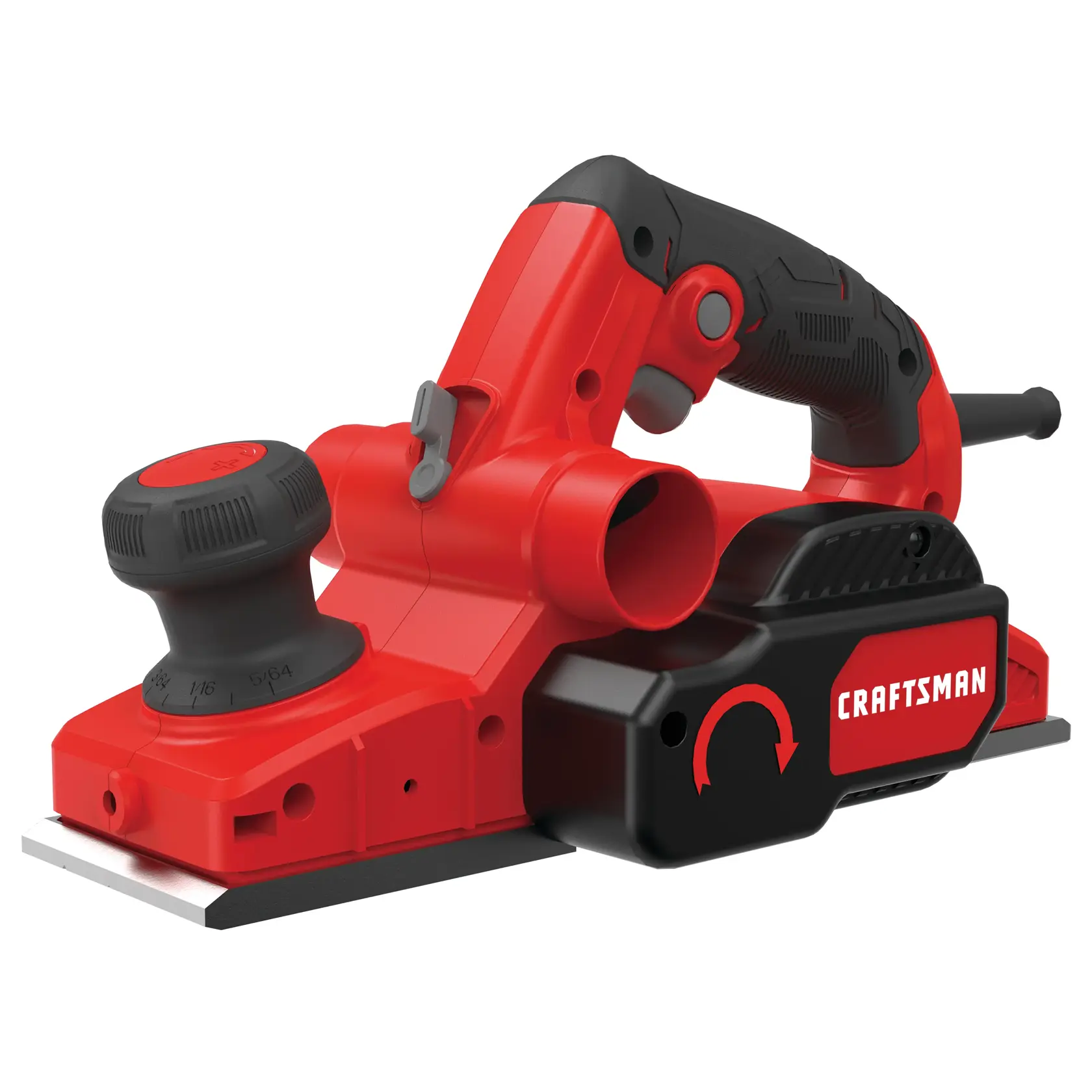 Profile of 6 amp handheld planer.