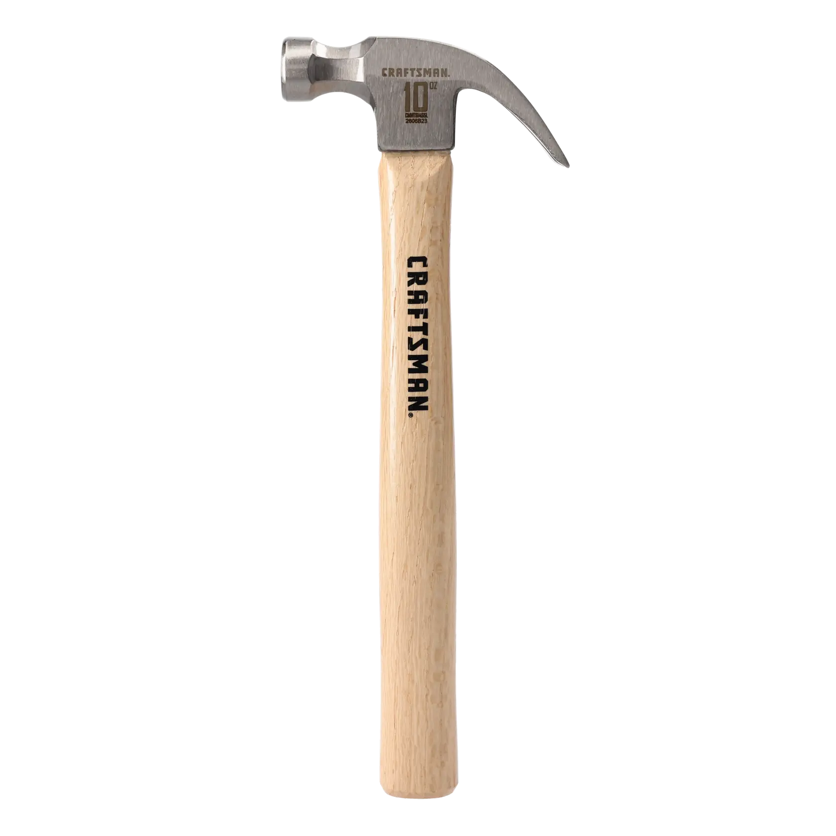 Photo of Craftsman claw hammer CMHT51455L with wooden handle, front angle on white background.