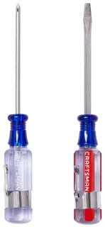 Craftsman screwdriver set, model with blue and red handles, white background beauty shot, front angle