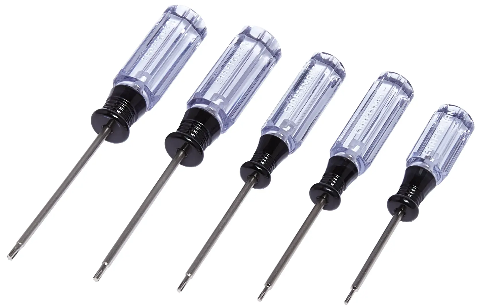 Angled view of Craftsman Mini Torx Acetate Handle Screwdriver Set 5 pc.