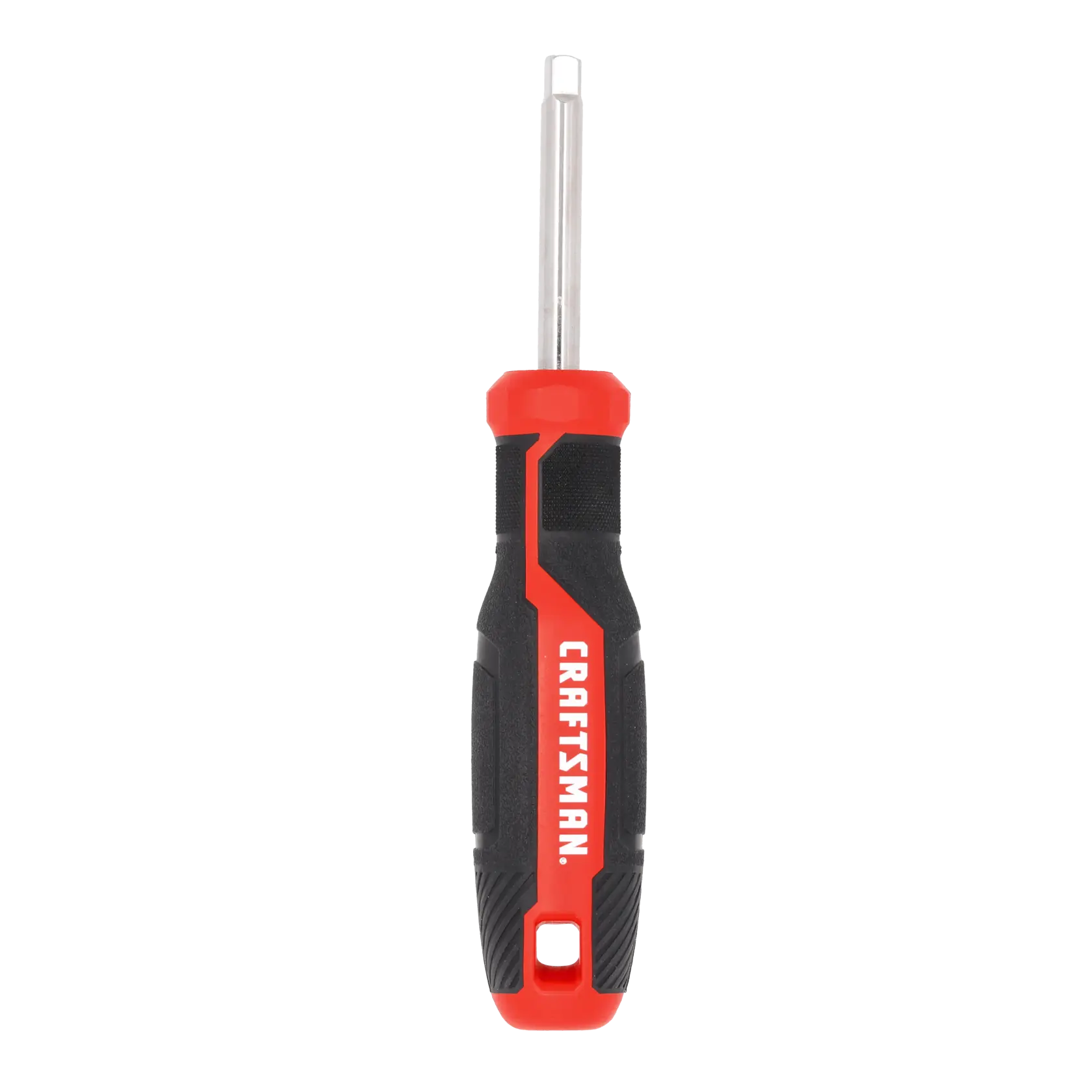 A Craftsman brand screwdriver with a black and red handle, shown vertically on a white background.