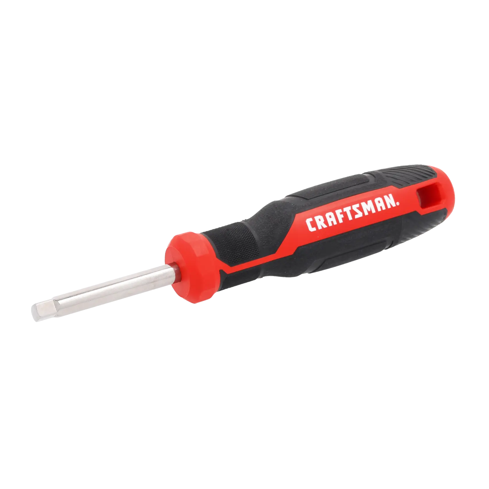A hex screwdriver with a black and red handle labeled 'CRAFTSMAN', featuring a metal shaft and hexagonal tip.