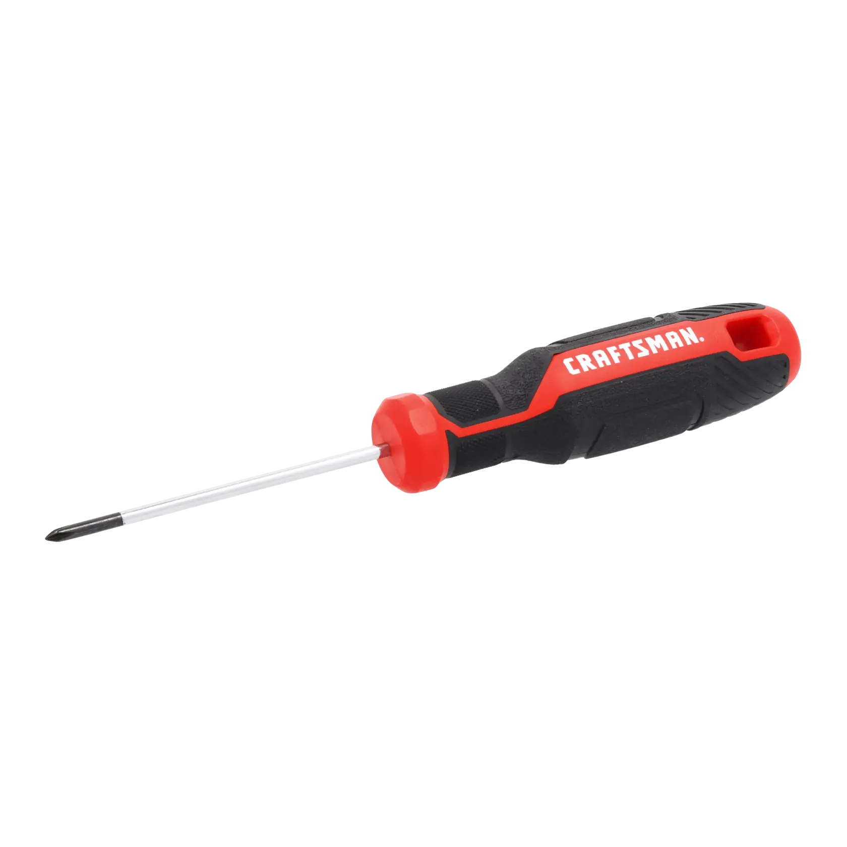 A Phillips head screwdriver with a black and red handle featuring the brand name 'Craftsman'.