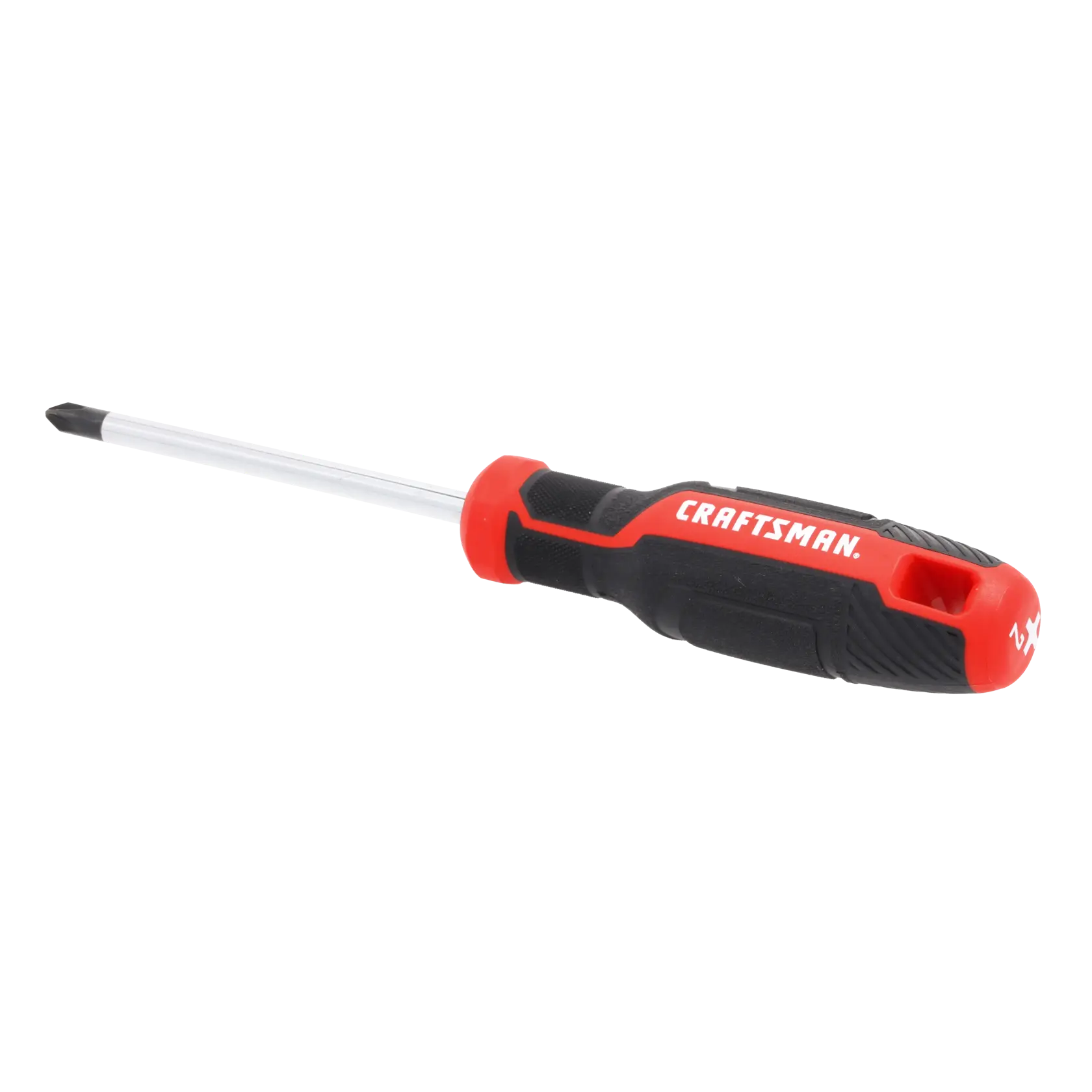 A Phillips head screwdriver with a black and red handle, labeled 'Craftsman'.