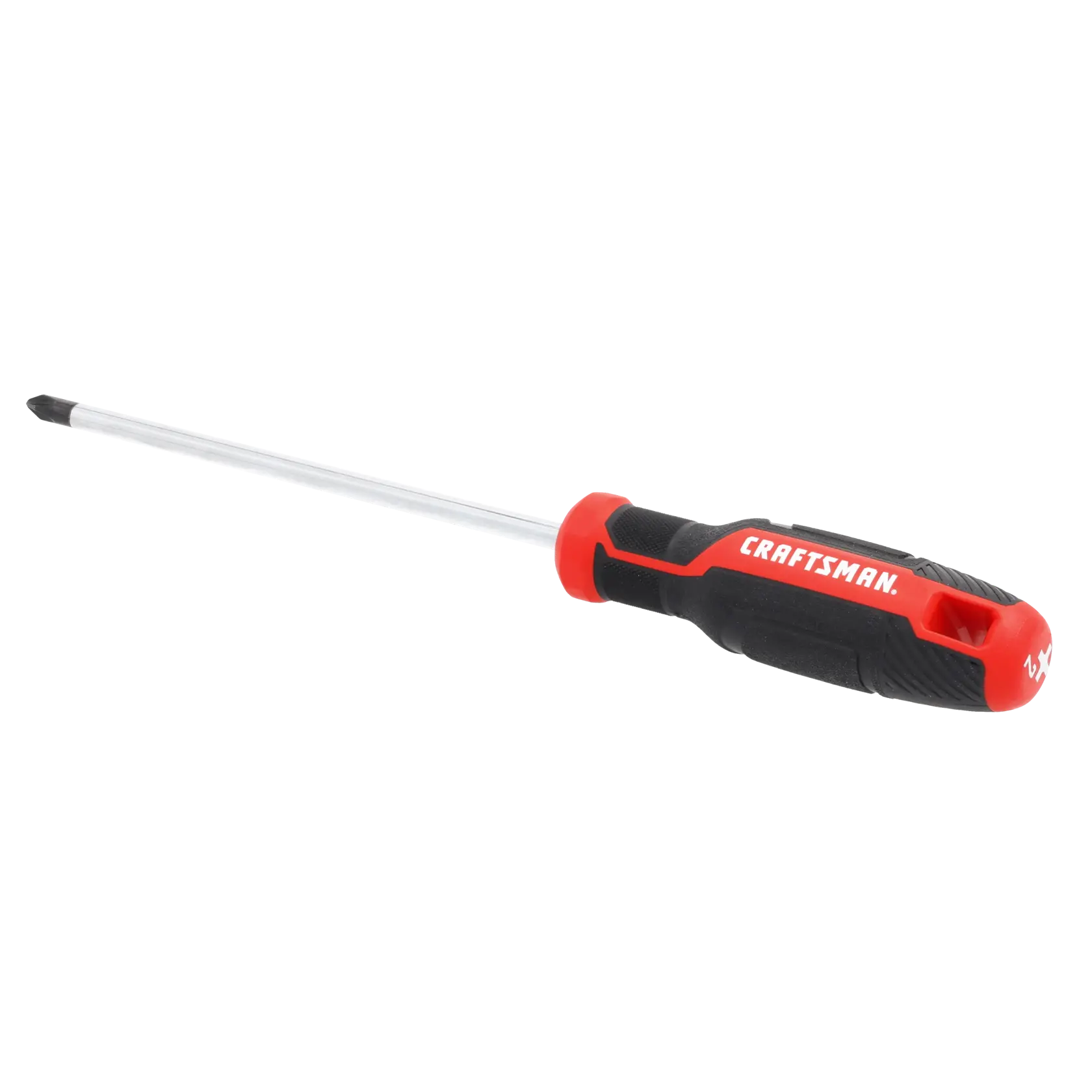A Craftsman brand Phillips head screwdriver with a black and red handle and a metal shaft.