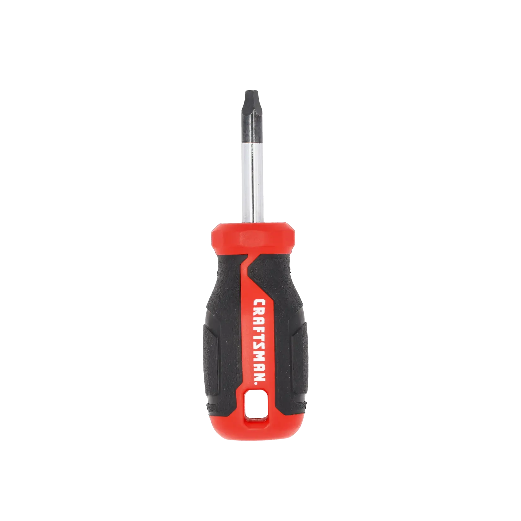 A short Craftsman Phillips head screwdriver with a black and red handle.