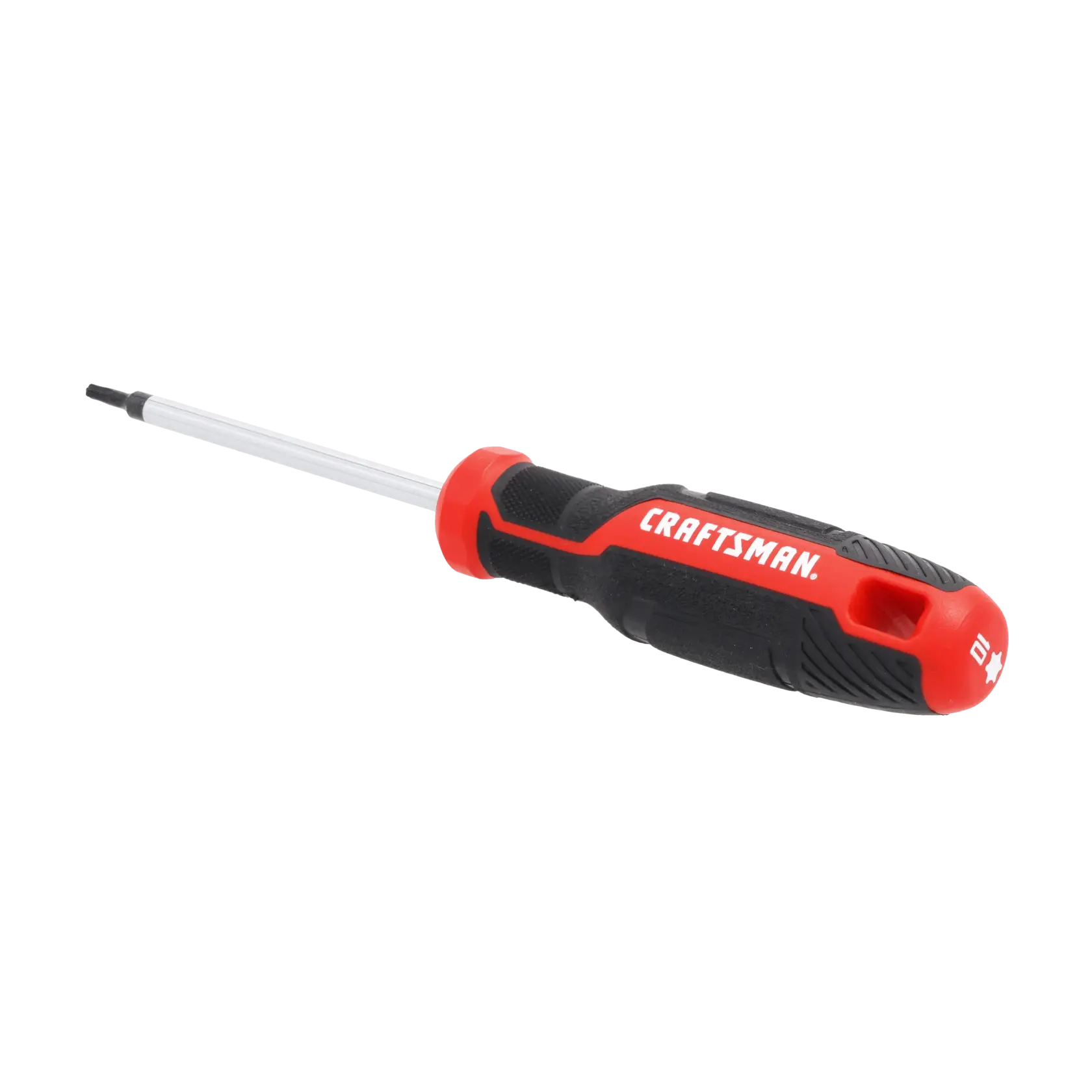 A Craftsman brand screwdriver with a black and red handle and a metal shaft. The handle has the Craftsman logo printed on it.