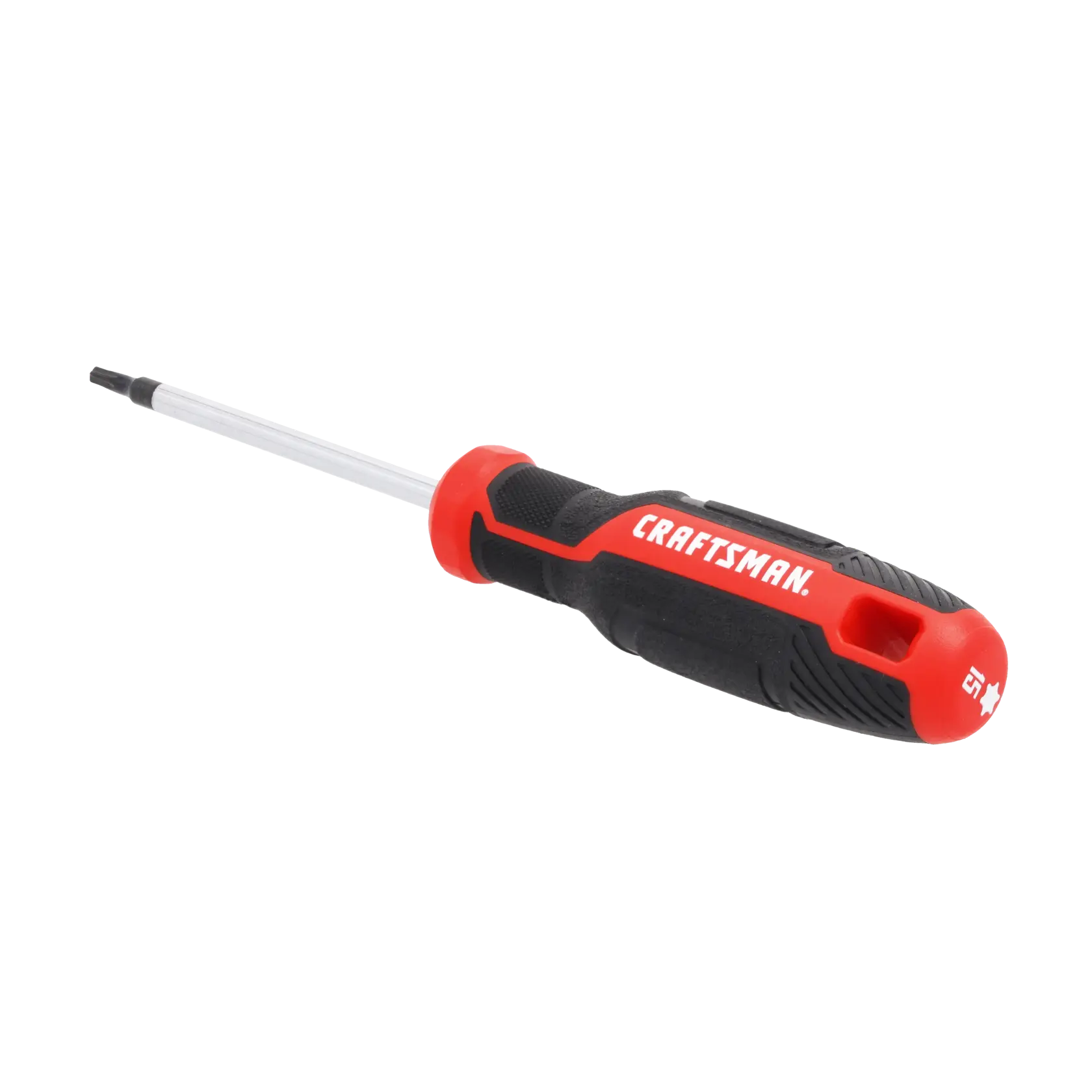 A close-up image of a Craftsman branded screwdriver with a black and red handle and a long metal shaft.