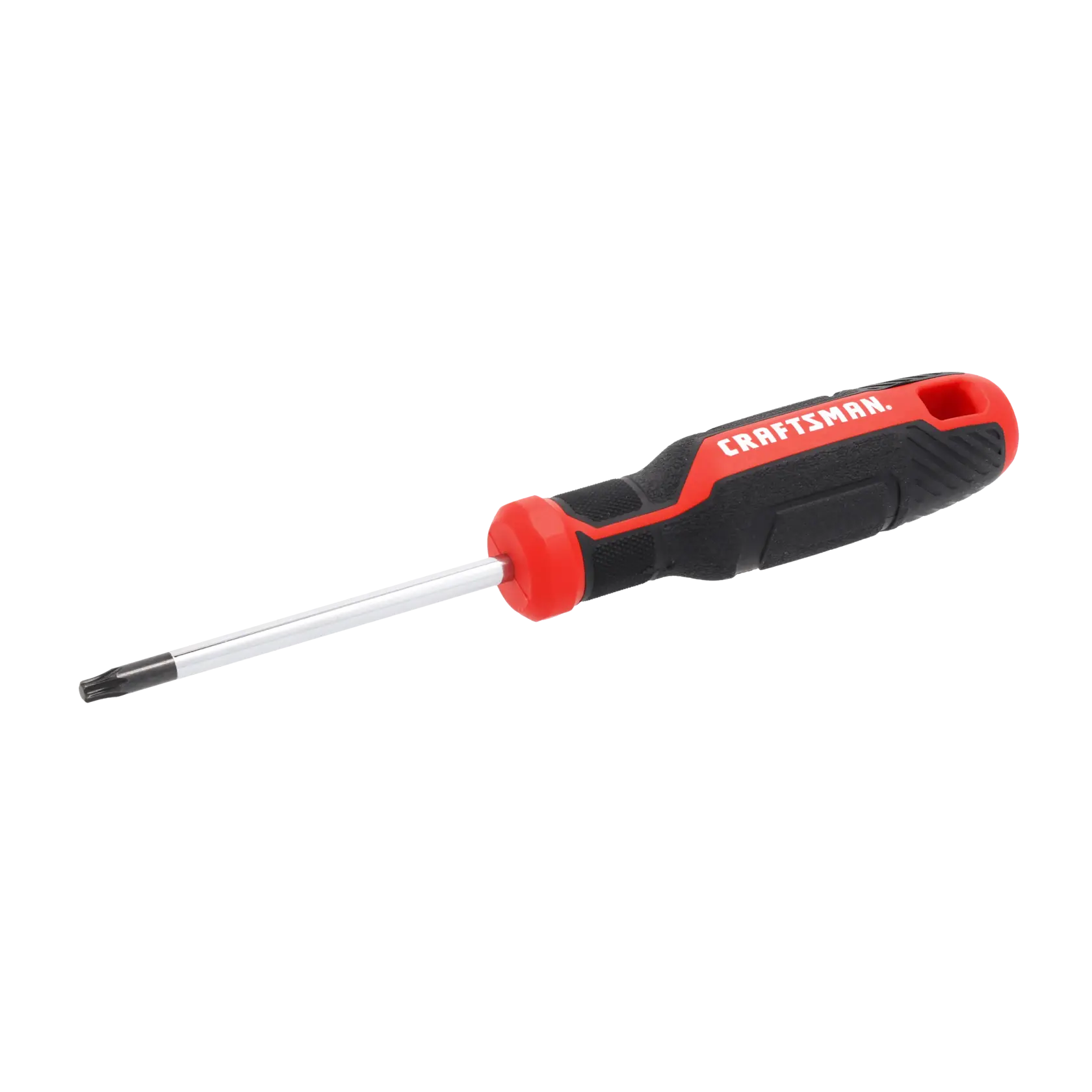 A Craftsman branded screwdriver with a black and red handle and a metal shaft, featuring a star-shaped Torx tip.