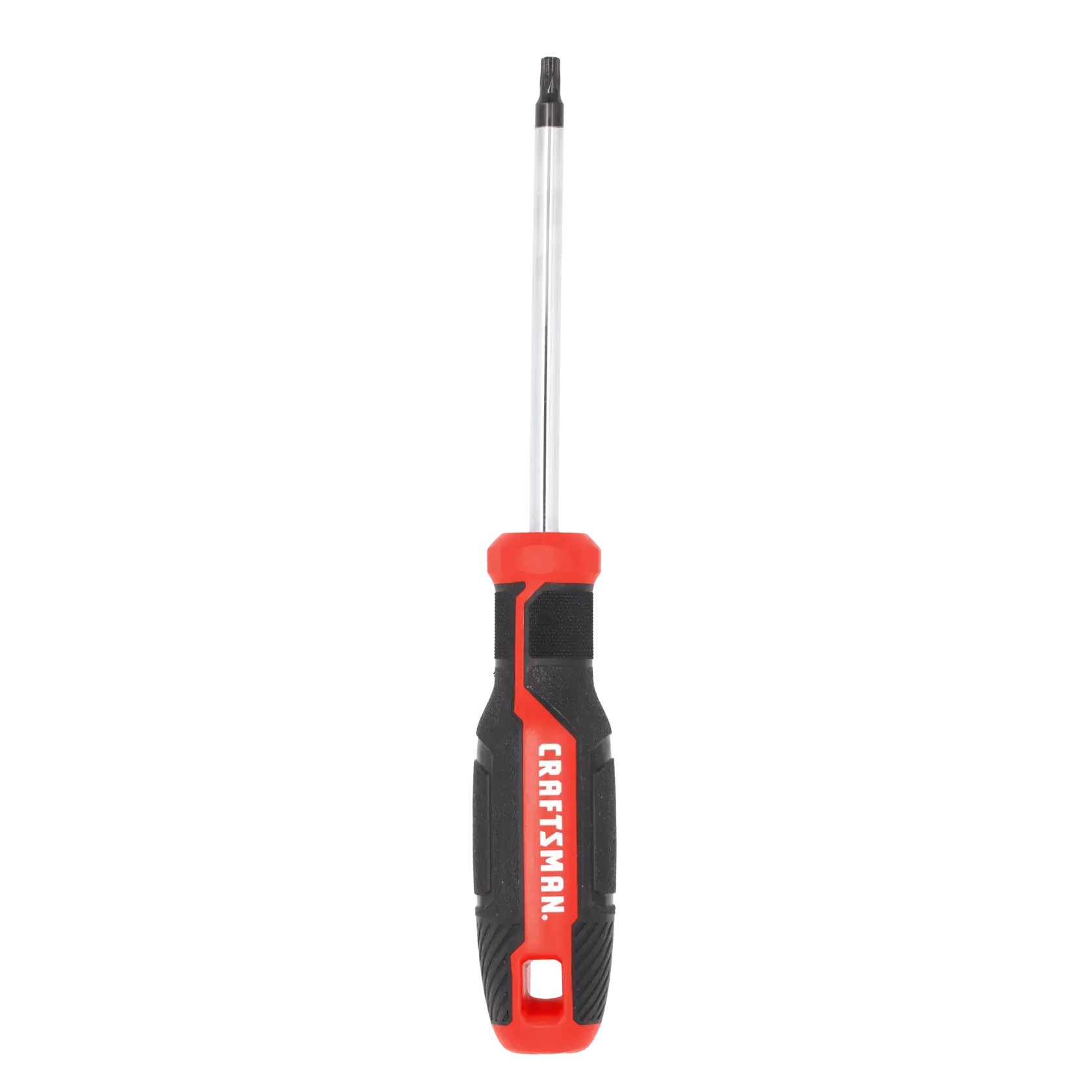 A Craftsman brand screwdriver with a black and red handle and a long metal shaft, shown on a white background.