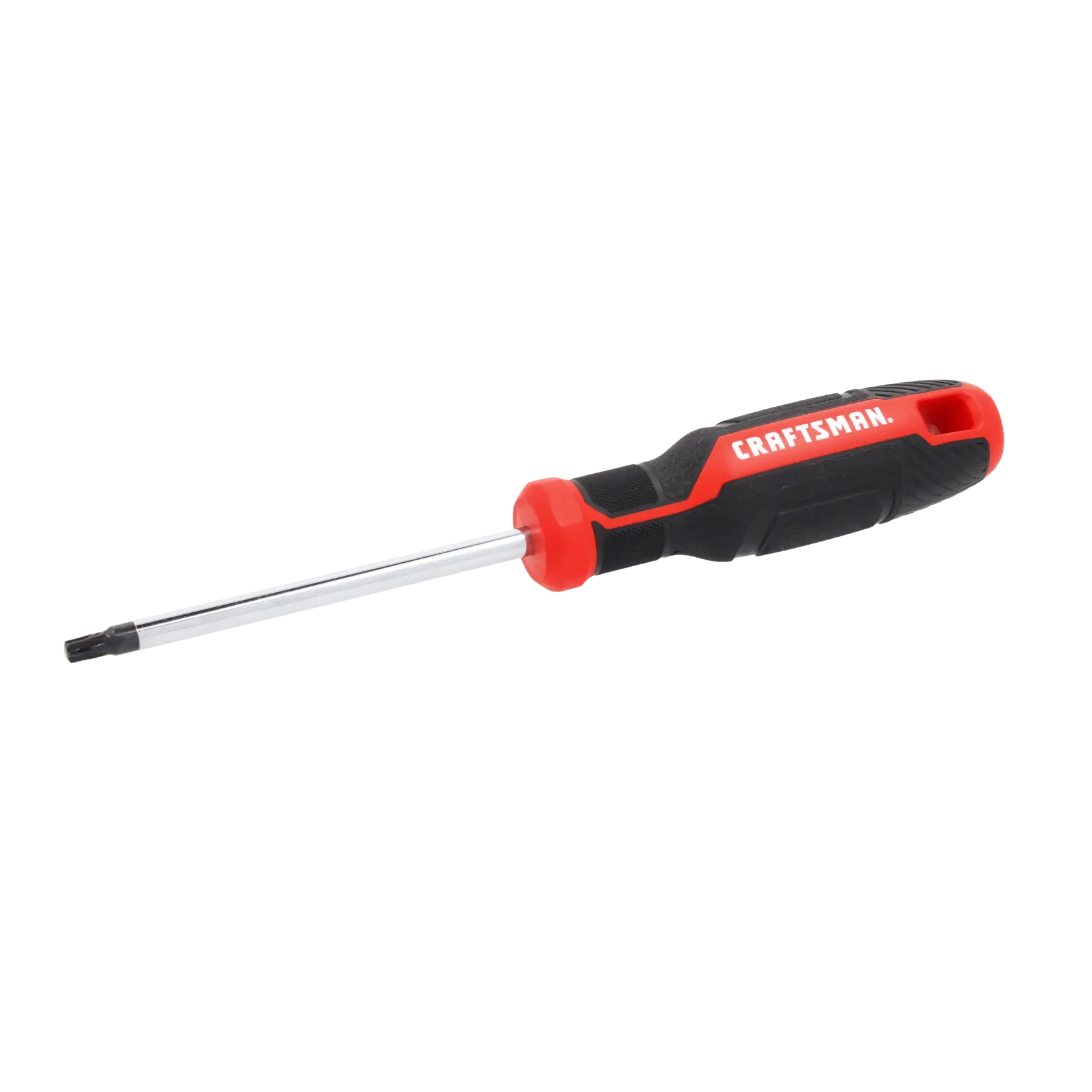 A close-up image of a screwdriver with a black and red handle and a metal shaft, displaying the brand name 'CRAFTSMAN' on the handle.