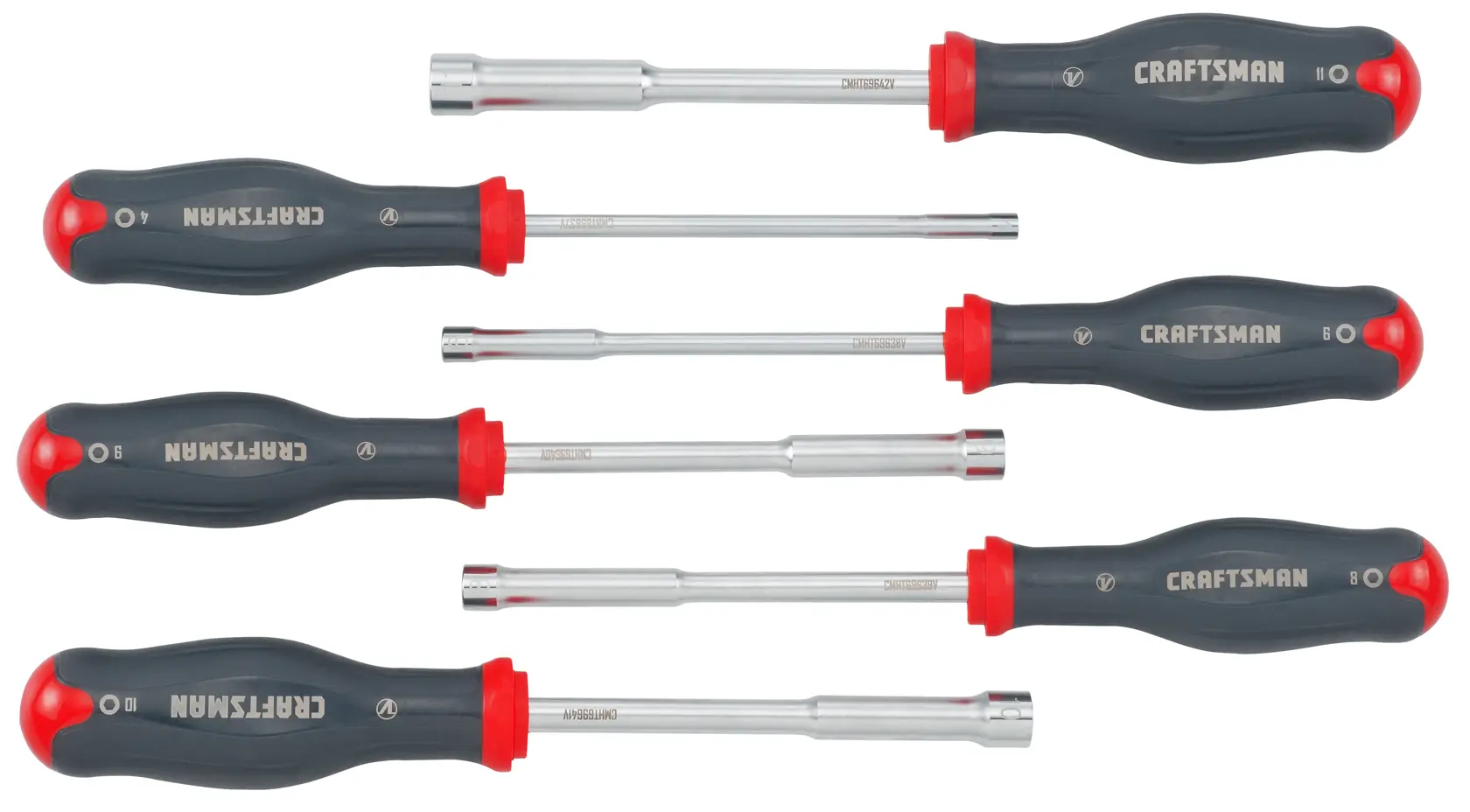 Profile of V Series 6 piece Metric Nut Driver Set.