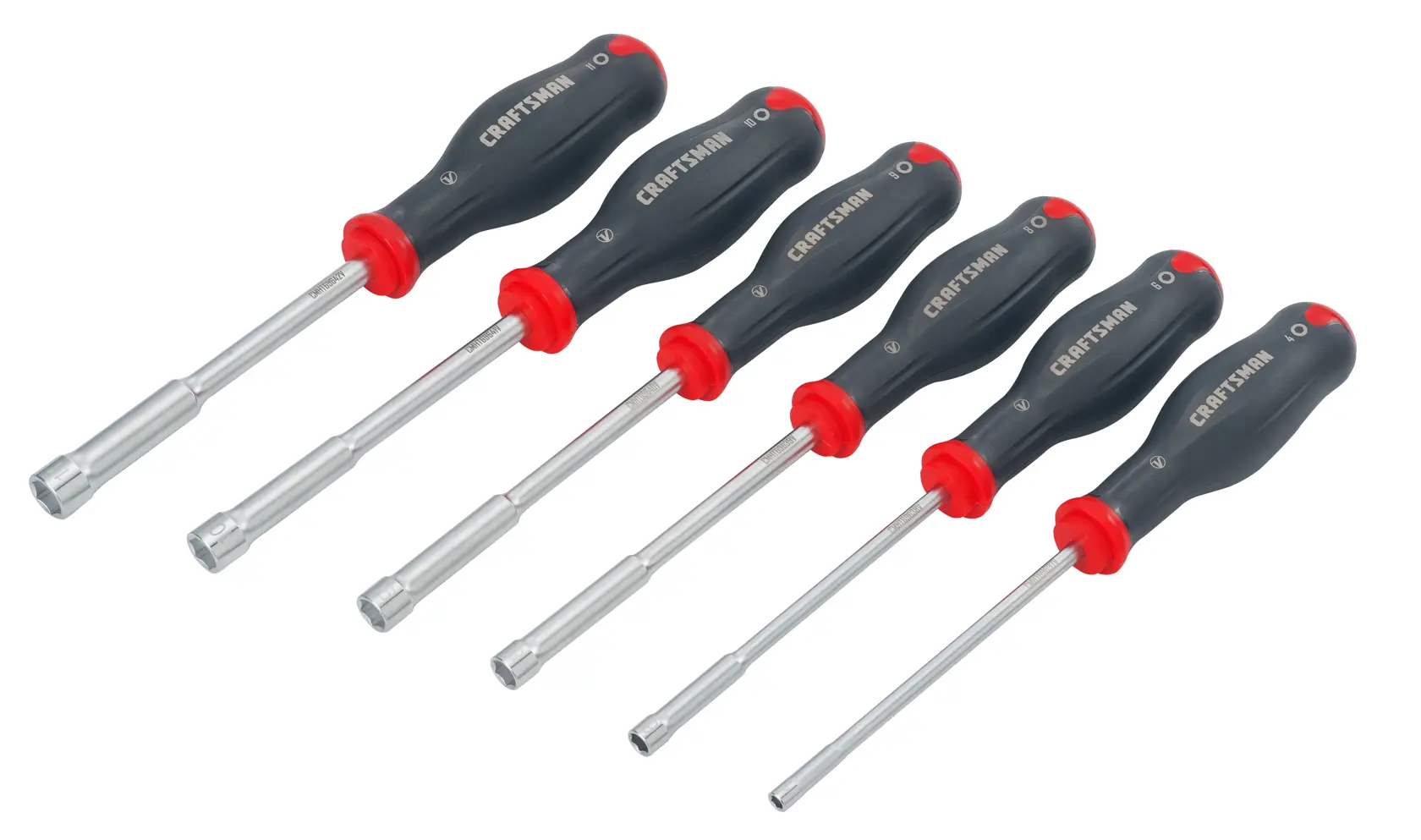 Diagonal view of V Series 6 piece Metric Nut Driver Set.