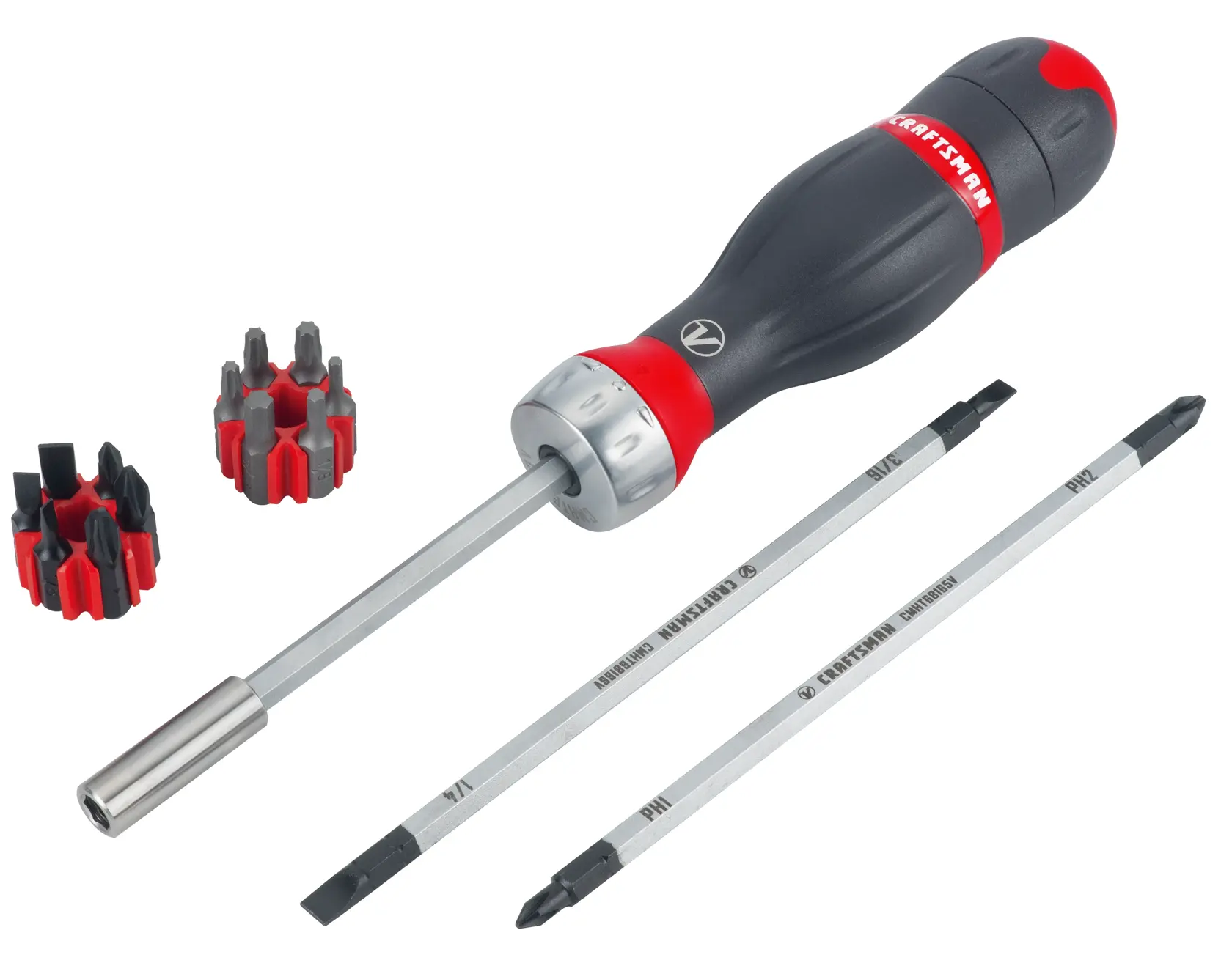 View of CRAFTSMAN Screwdrivers on white background