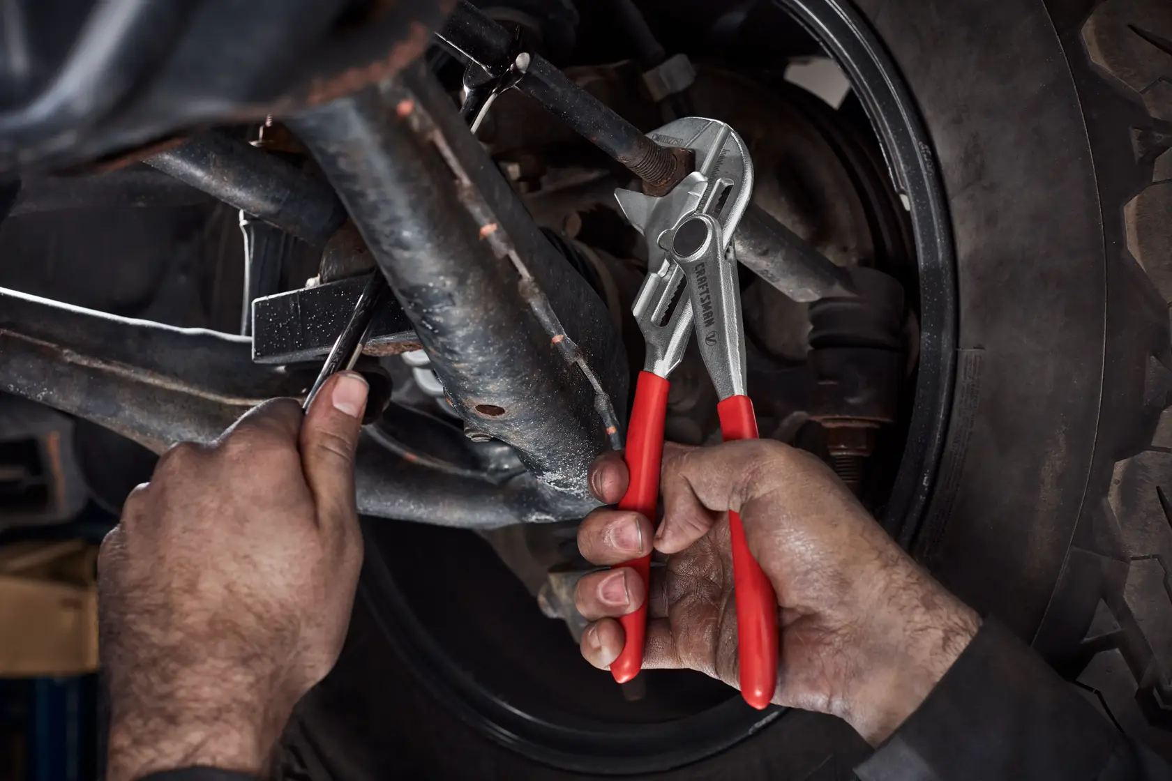 CRAFTSMAN V-Series™ pliers wrench tightening bolt