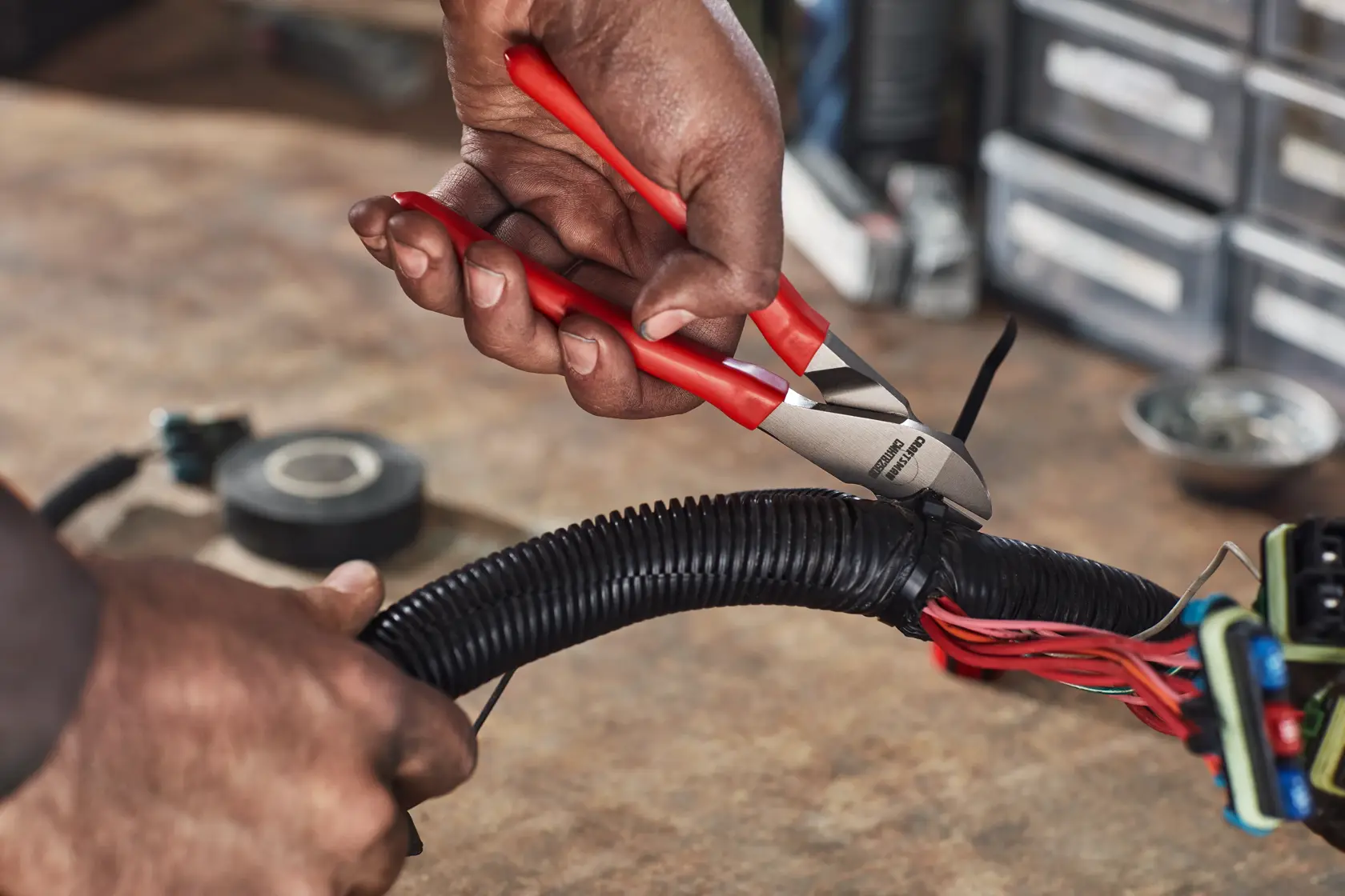 CRAFTSMAN V-Series™ pliers cutting zip tie