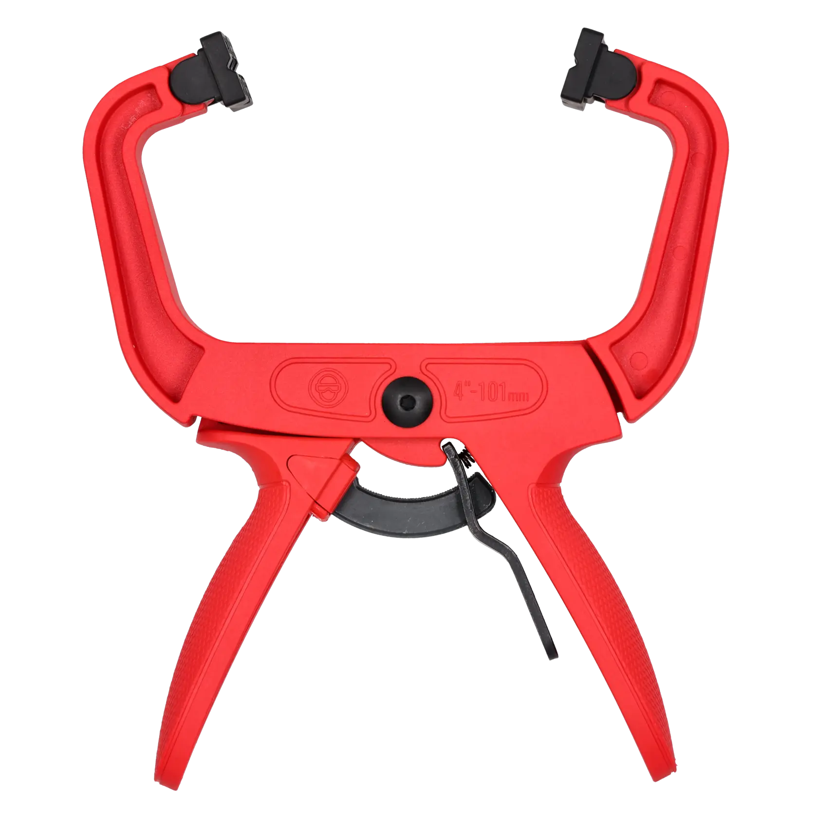 CRAFTSMAN CMHT83274L red large trigger clamp with plastic jaws, front angle on white background.