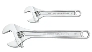 Two adjustable wrenches made of metal, labeled 'Craftsman' with sizes 8 inches and 10 inches, shown side by side on a white background.