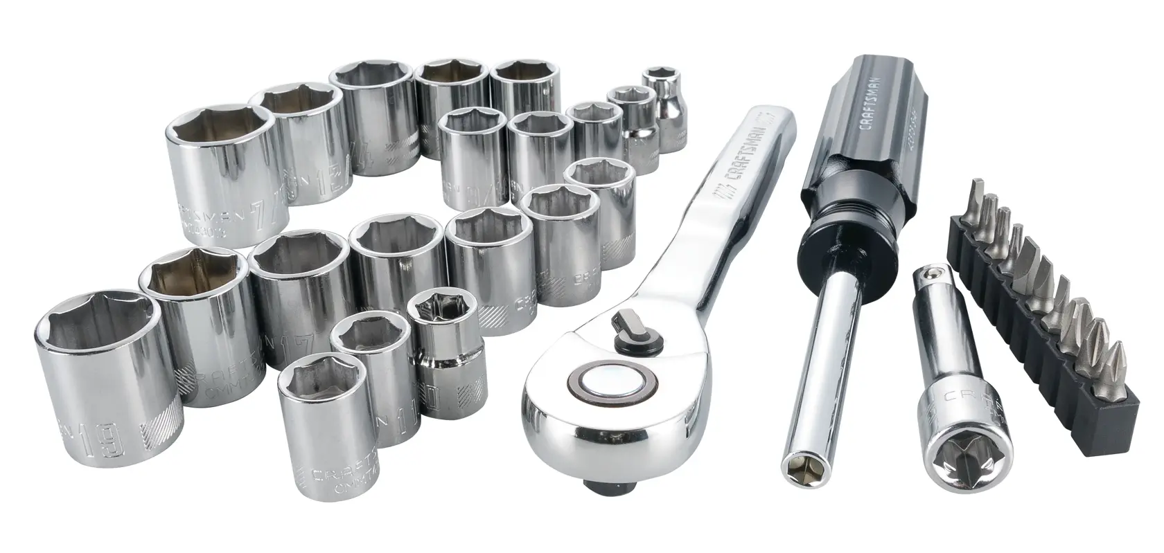 View of CRAFTSMAN Mechanics Tool Set on white background