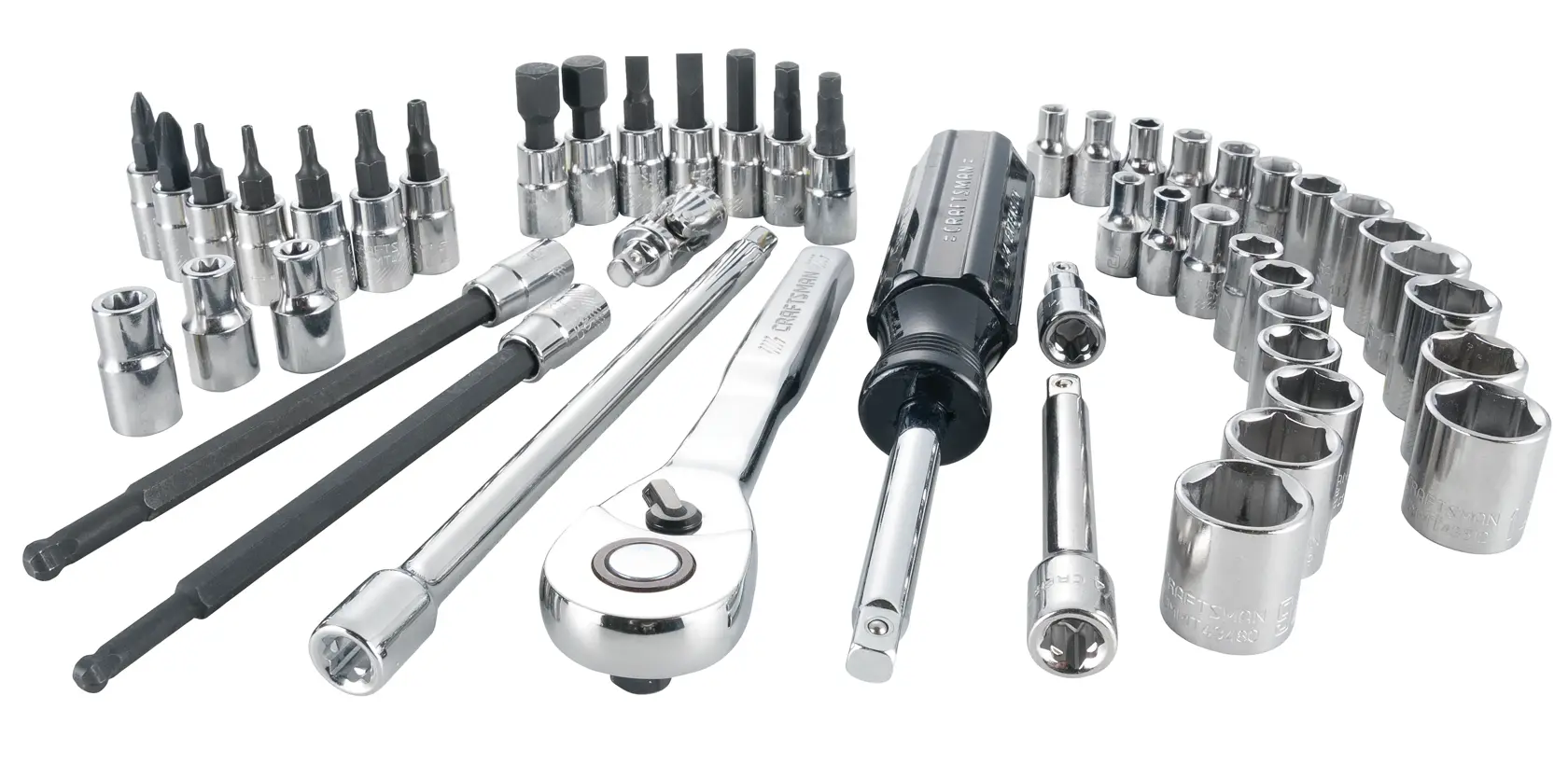 View of CRAFTSMAN Mechanics Tool Set on white background