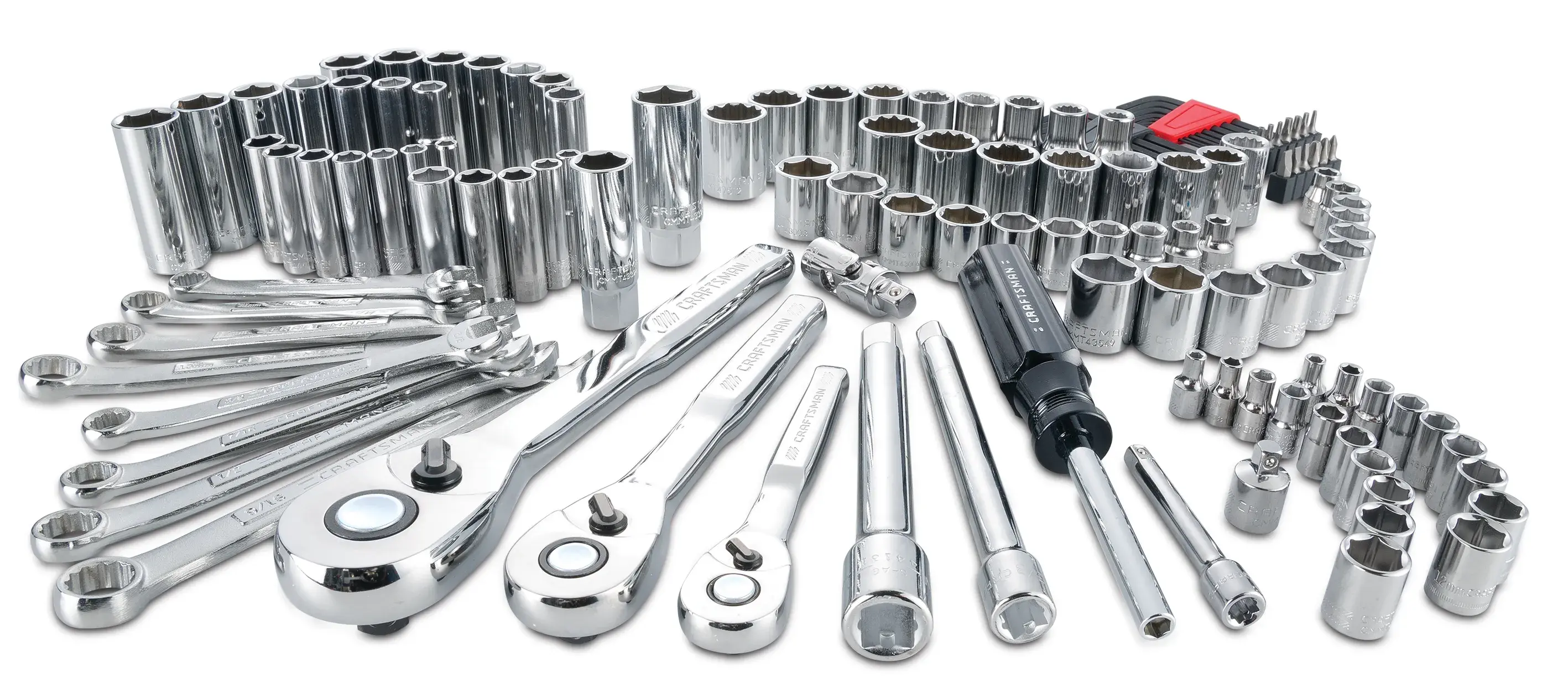 View of CRAFTSMAN Mechanics Tool Set on white background