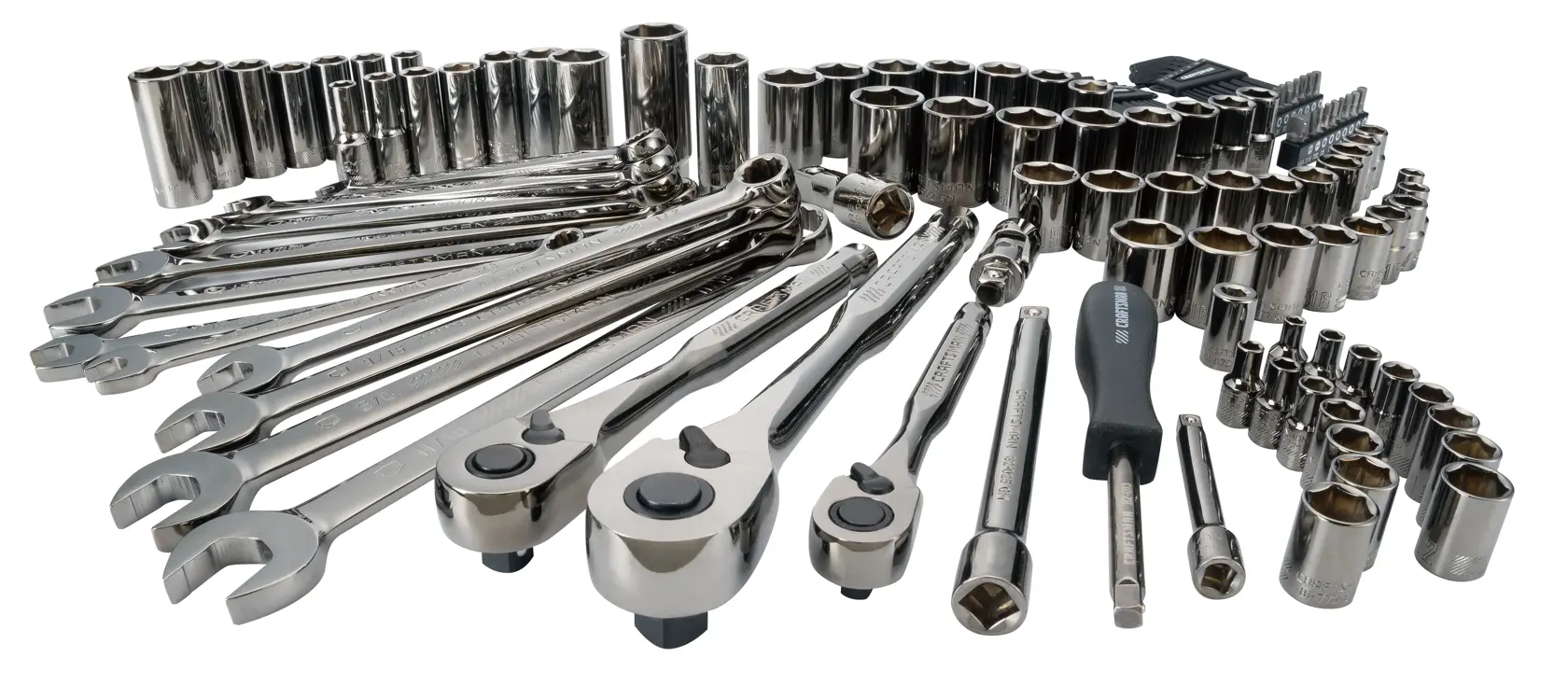 View of CRAFTSMAN Mechanics Tool Set on white background