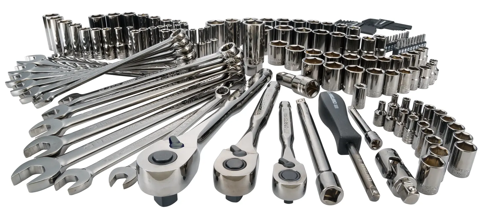 View of CRAFTSMAN Mechanics Tool Set on white background