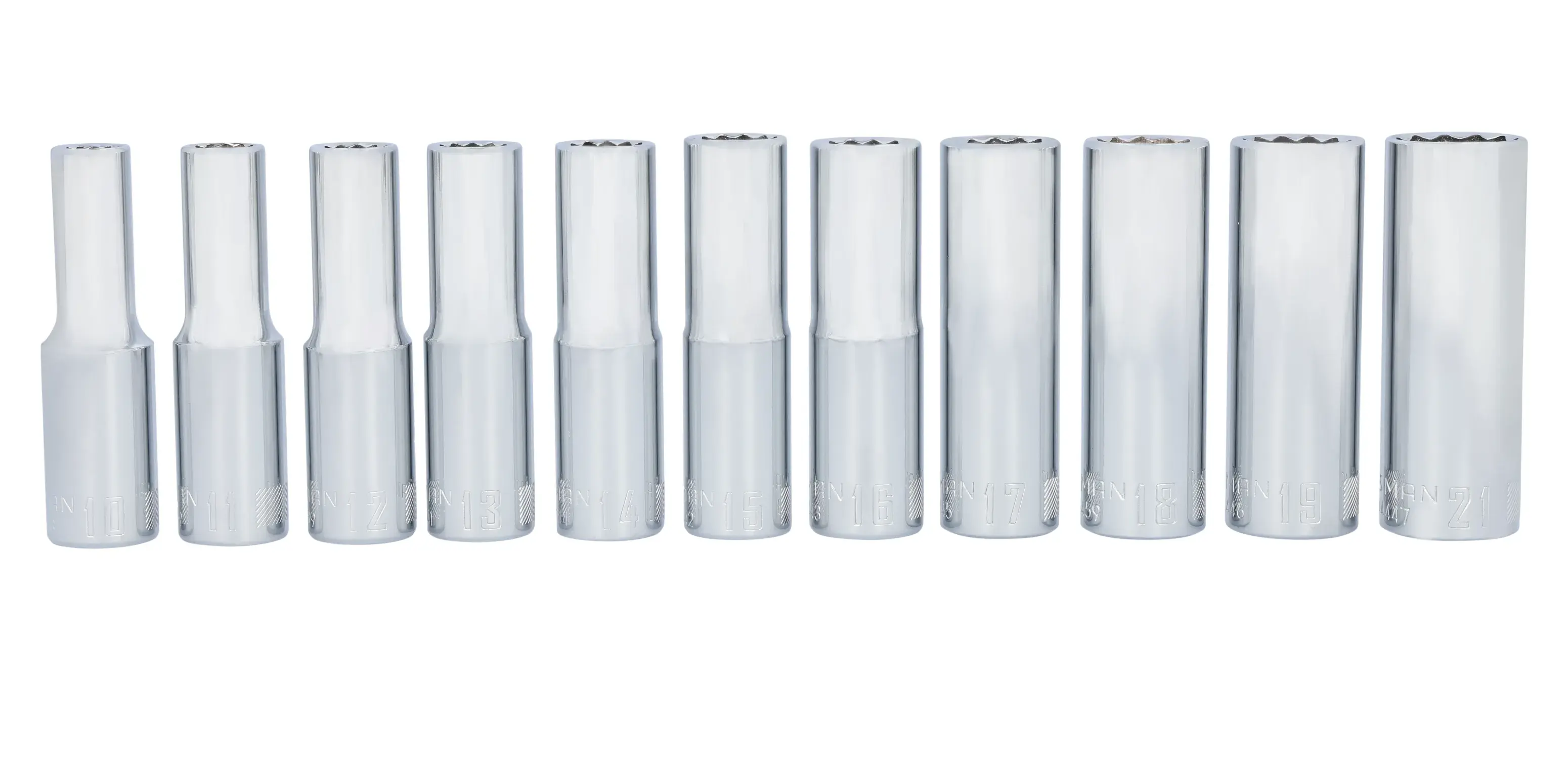 CRAFTSMAN CMMT12049 11PC 1/2IN DR DEEP MM 12PT 3/4 view.
