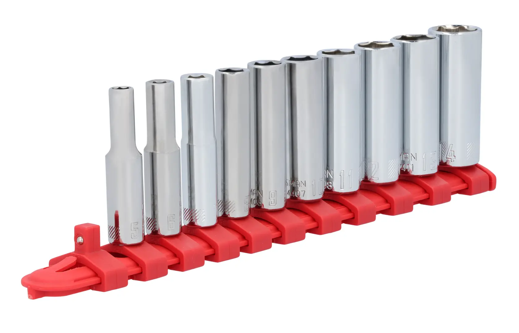 CRAFTSMAN CMMT12051 11PC 1/4IN DR DEEP METRIC 6PT 3/4 forward view.