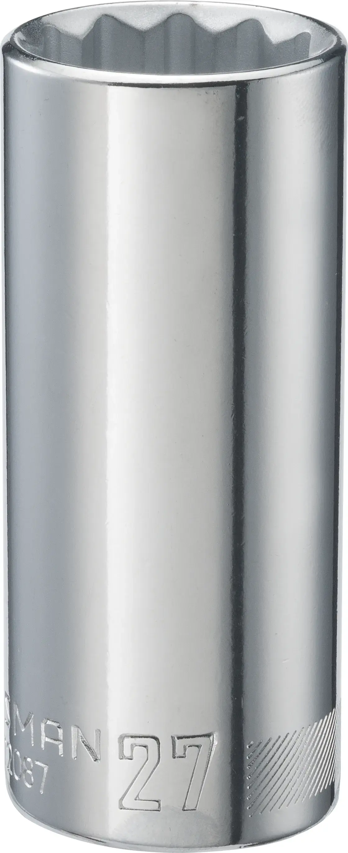 Half inch drive 12 point 27 millimeter deep socket.