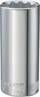 Half inch drive 12 point 27 millimeter deep socket.