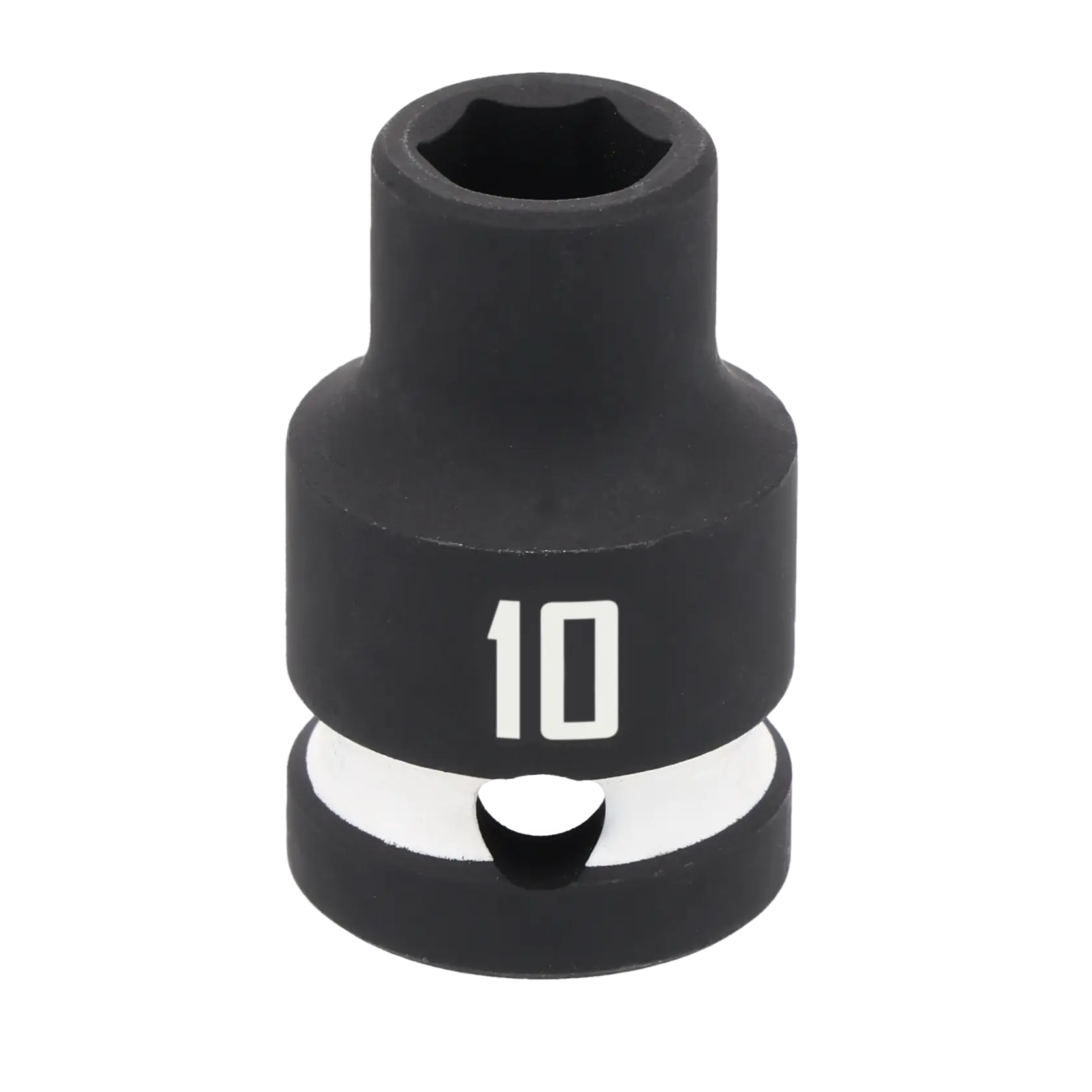 A close-up image of a black Craftsman socket with the number 10 printed on it, used for tightening or loosening bolts.