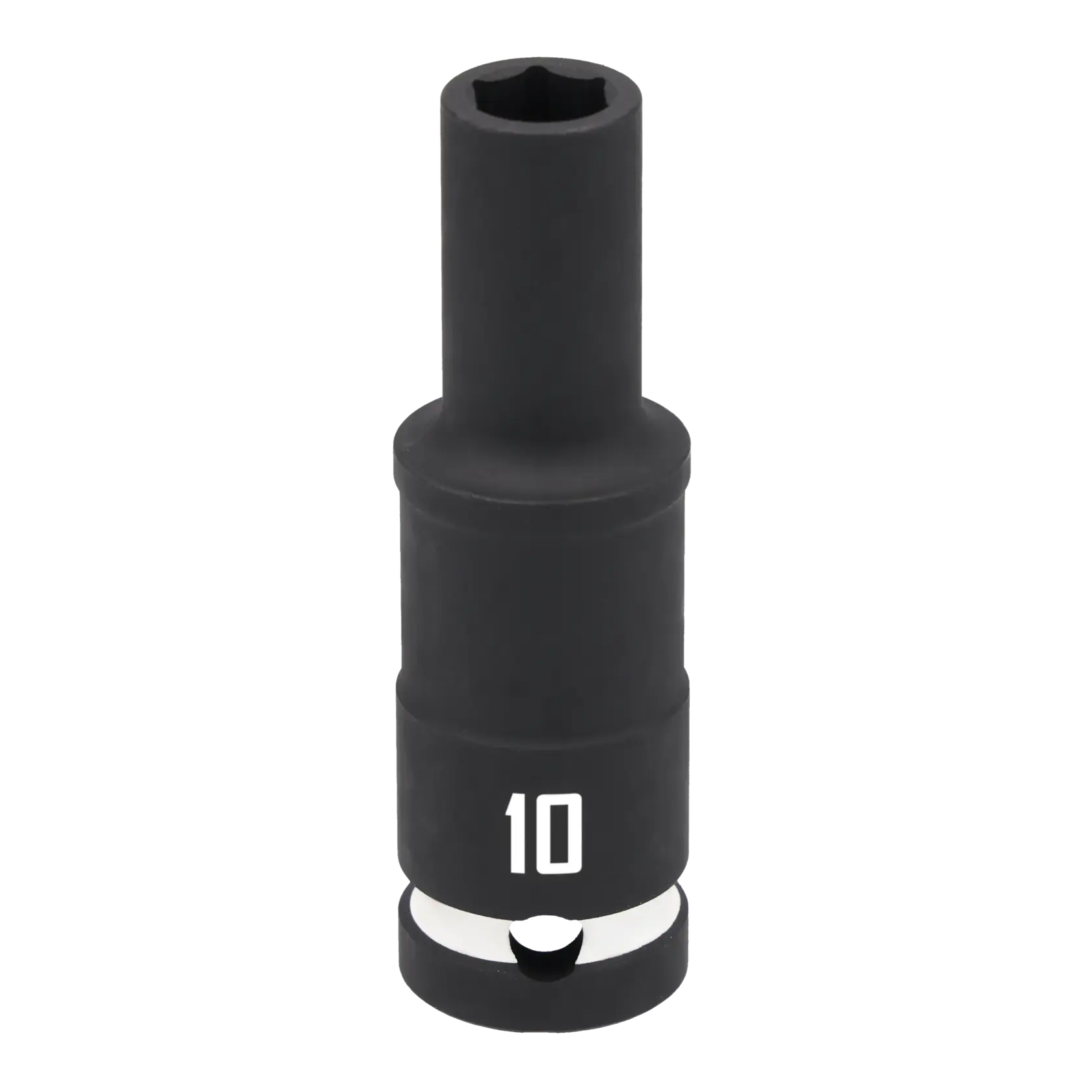 A close-up image of a black Craftsman deep socket tool with a 10 mm size marking on the side.