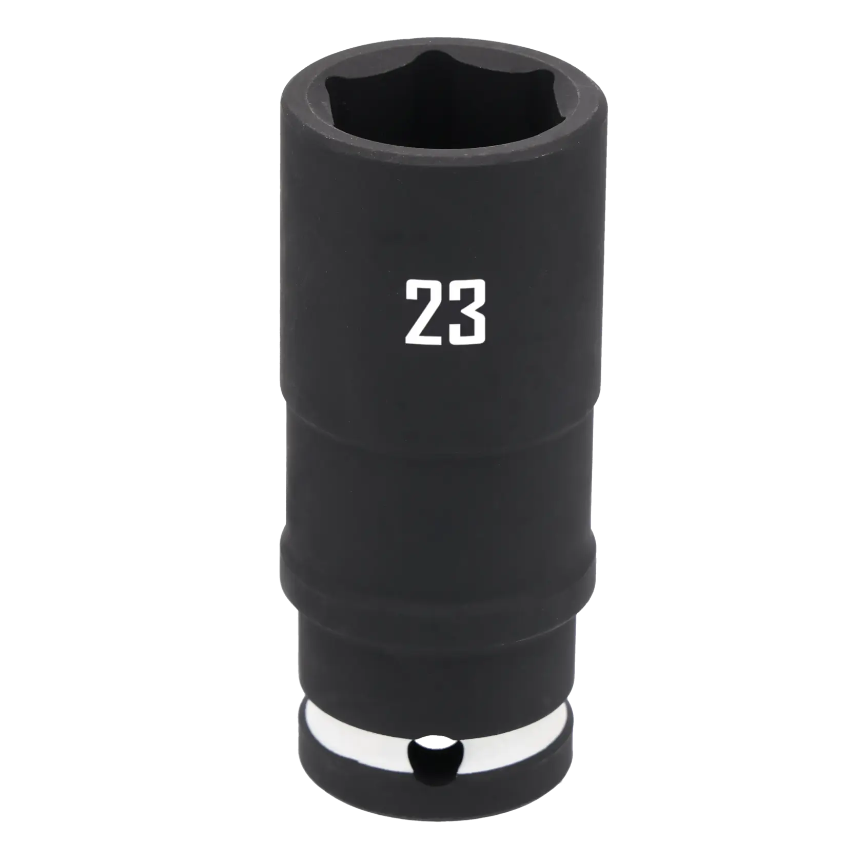A close-up image of a black Craftsman deep impact socket, labeled with the number 23, used for automotive and mechanical work.
