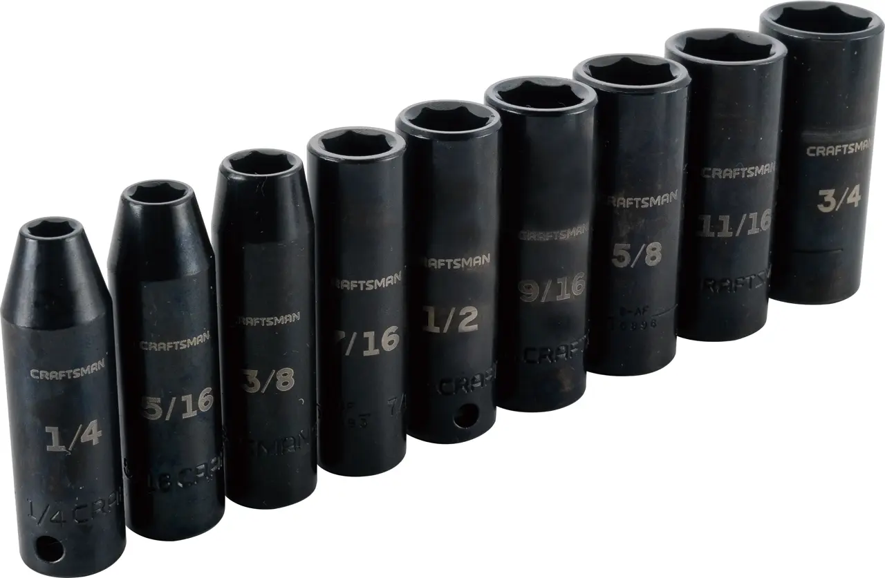 3/8-in Drive 6-Point Standard (SAE) Deep Impact Socket Set With Case (9-Piece)