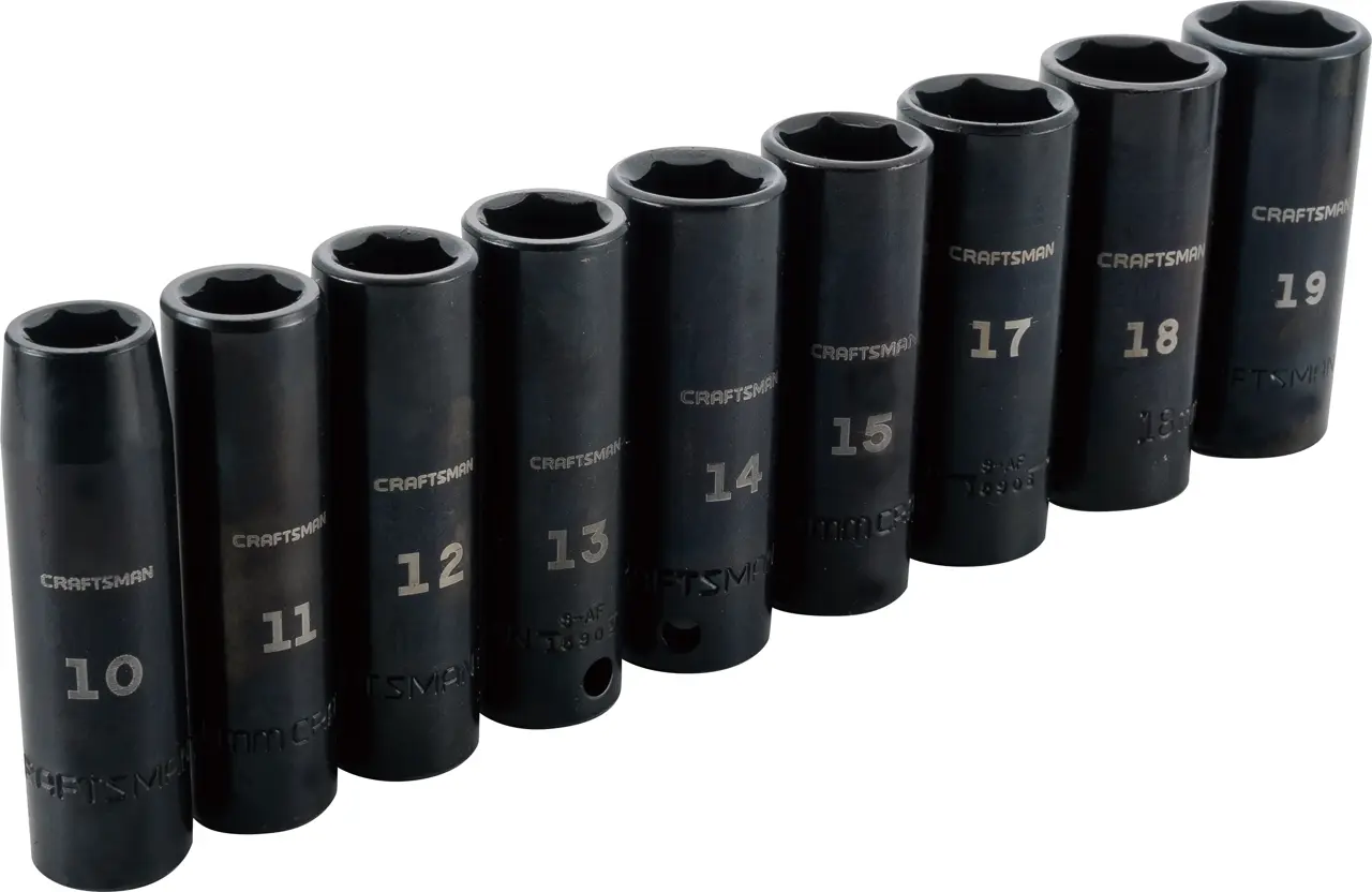 3/8-in Drive 6-Point Metric Deep Impact Socket Set With Case (9-Piece)