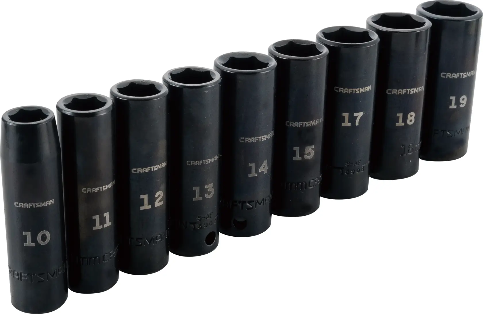 9 piece 3 eighths inch metric deep impact socket set.