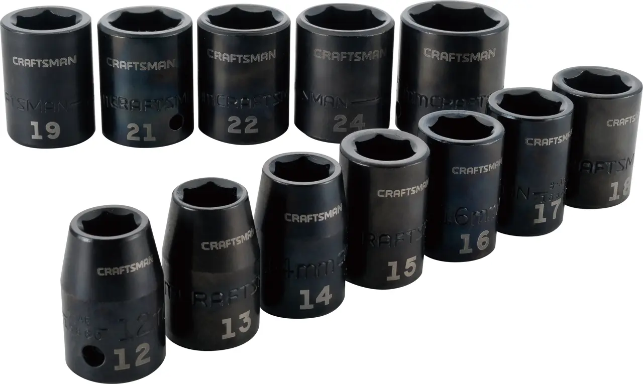 1/2-in Drive 6-Point Metric Impact Socket Set With Case (12-Piece)