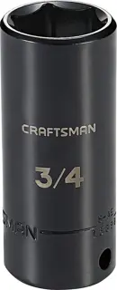 3 eighths inch drive 3 fourths inch S A E deep impact socket.