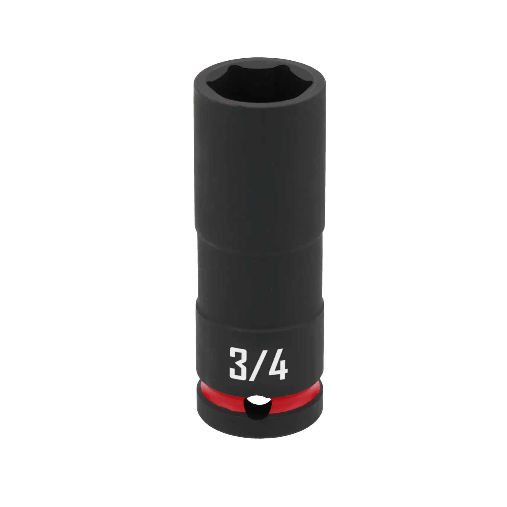 A Craftsman brand deep impact socket with a 3/4 inch size marking, shown in black with a red ring near the base.