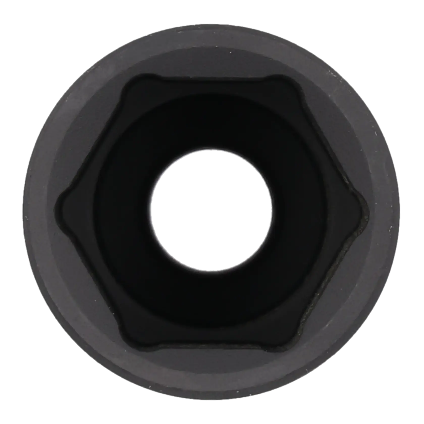 Top-down view of a black CRAFTSMAN socket, showing the hexagonal interior shape and central hole.