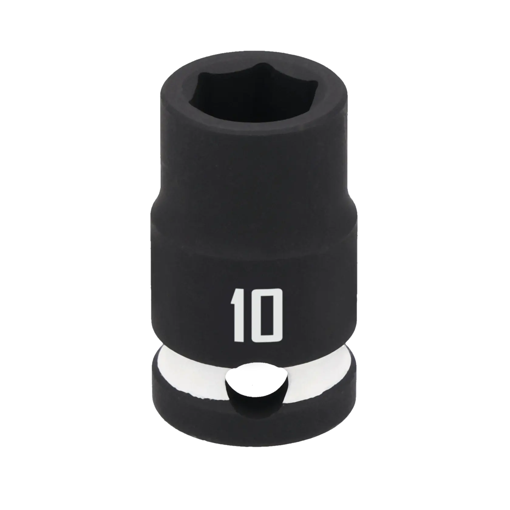 A black CRAFTSMAN 10mm socket tool, cylindrical with six-point opening, used for tightening or loosening bolts and nuts.