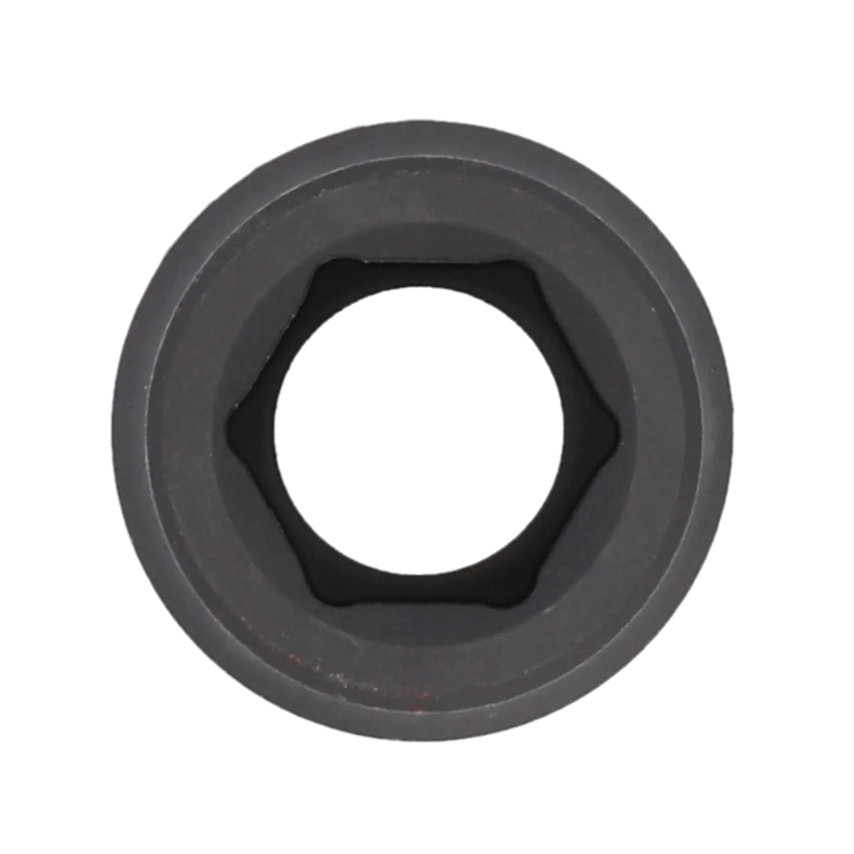 A close-up image of a black Craftsman socket with a hexagonal opening, viewed from above against a white background.