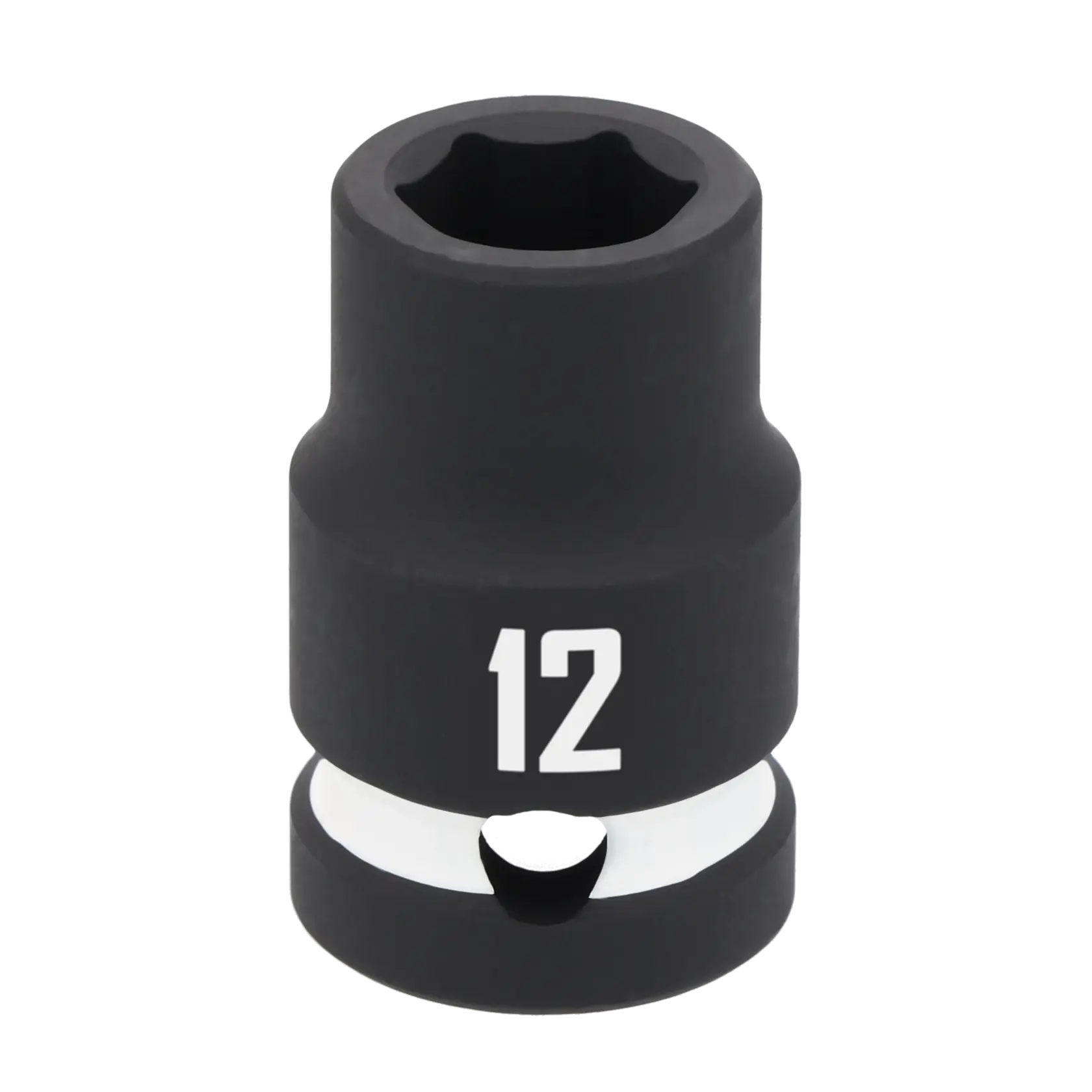A close-up image of a black CRAFTSMAN socket with the number 12 clearly marked on its side. The socket is cylindrical, with a six-point opening at the top for fitting over bolts or nuts.