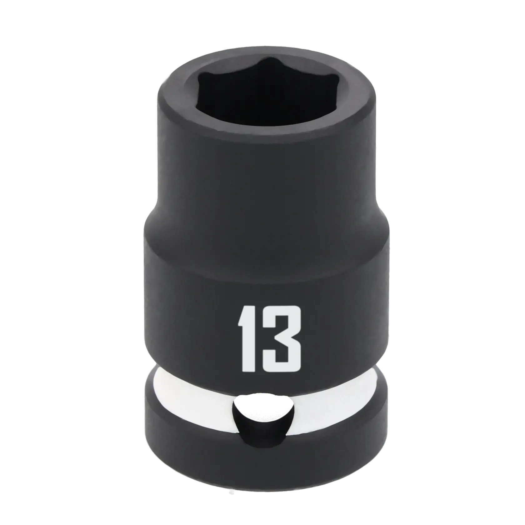 A close-up image of a black Craftsman socket with the number 13 printed in white on its side, used for tightening or loosening bolts.