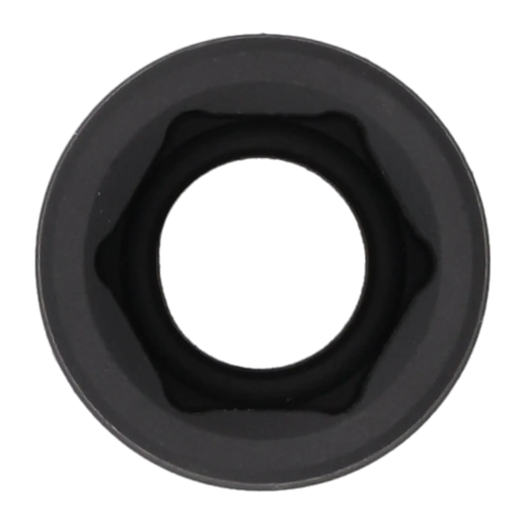 Close-up view of a black circular socket, photographed from above, used in mechanical and automotive applications.