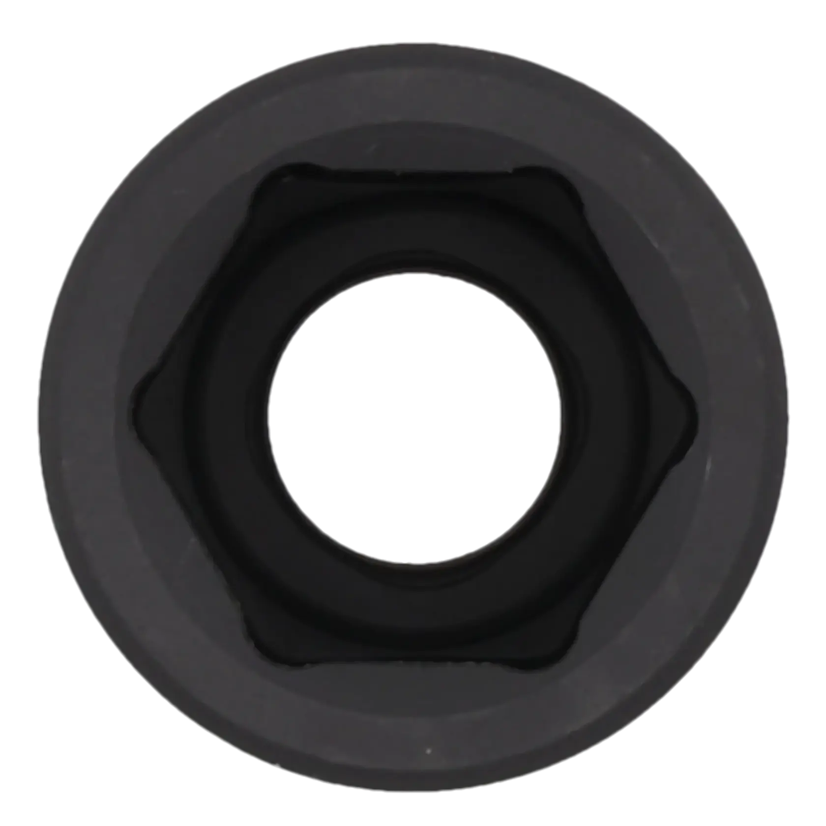 Close-up image of a black hexagonal socket, viewed from the front with an open circular center.