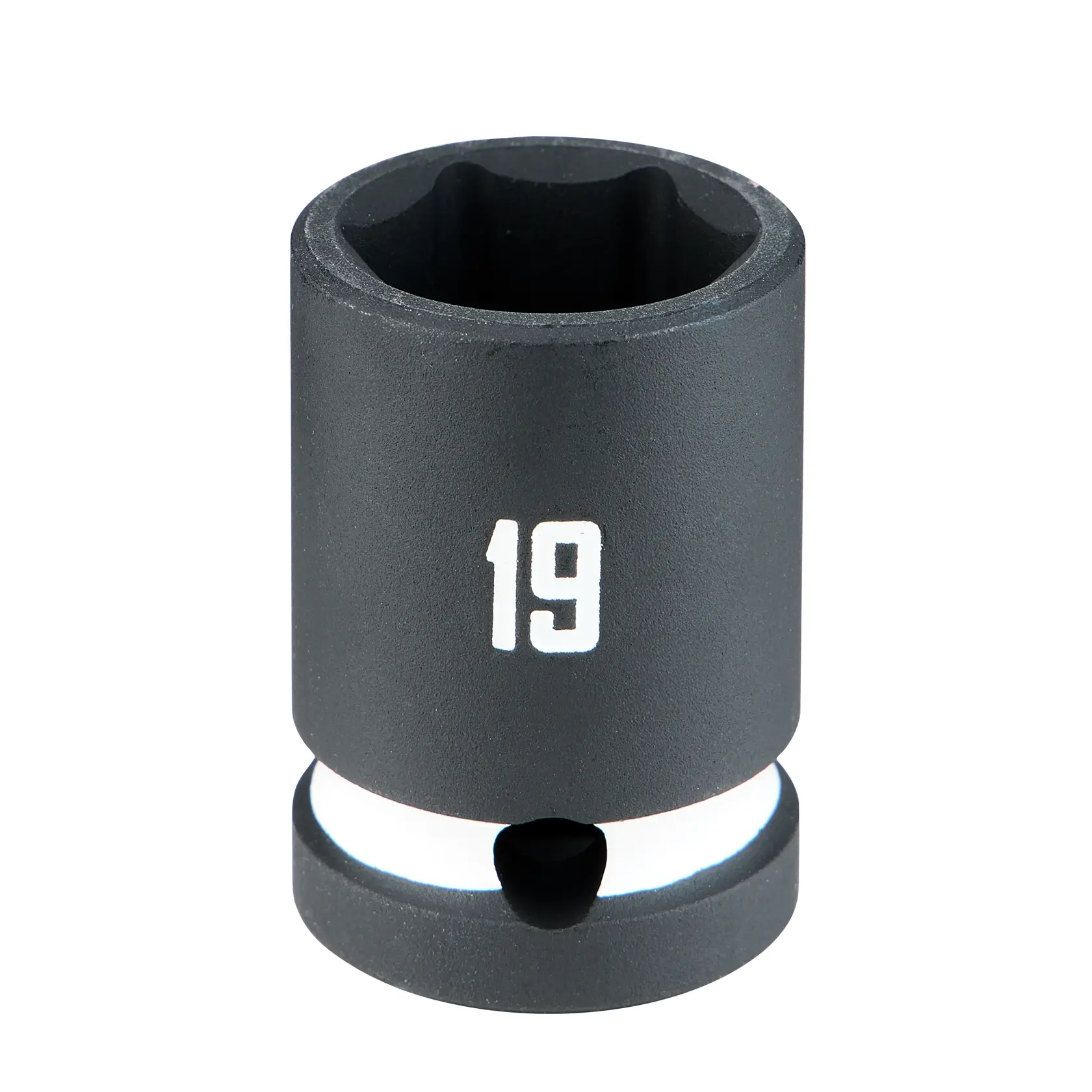 A close-up image of a black socket wrench attachment with the number 19 printed on it.