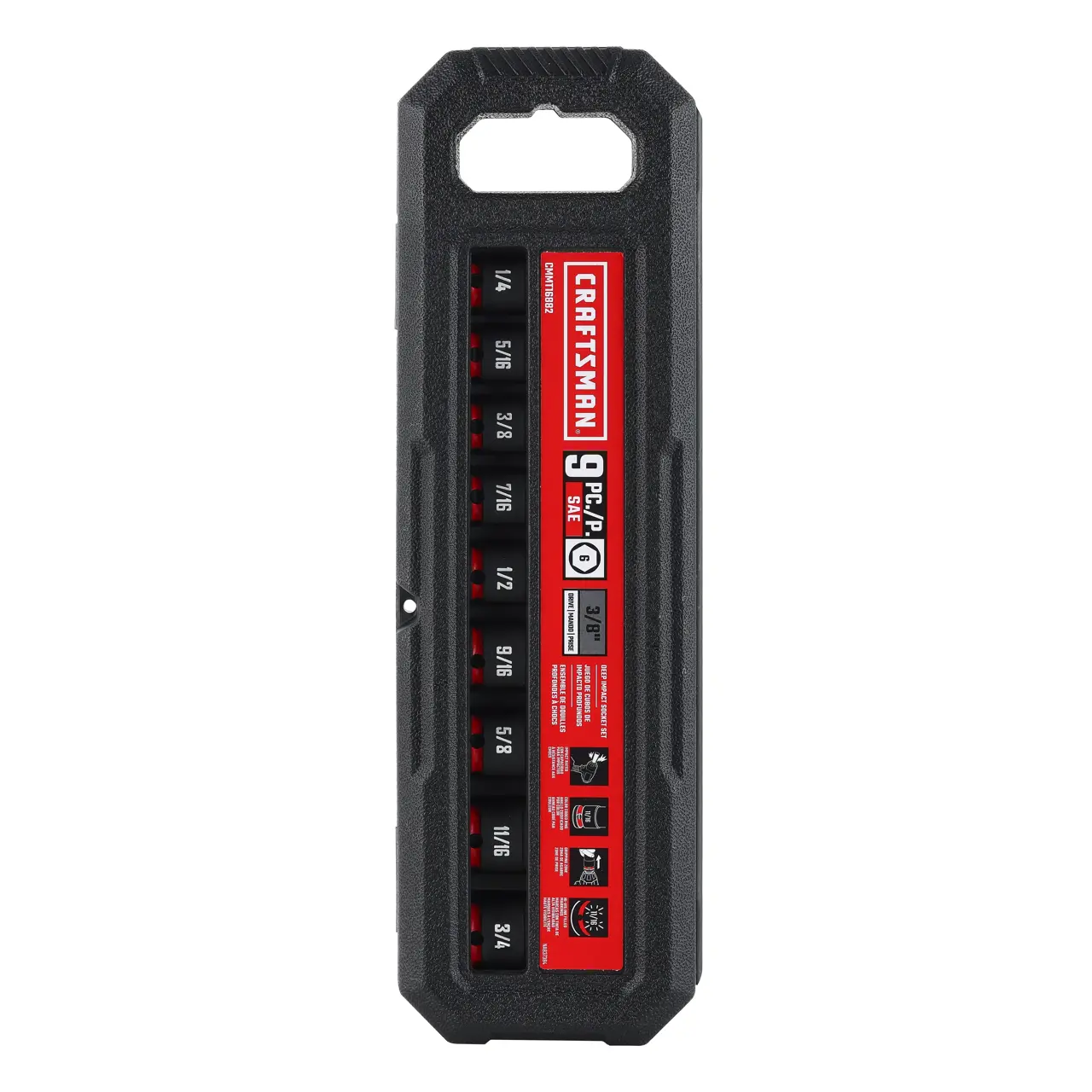 9PC 3/8IN SAE DEEP IMPACT SOCKET SET